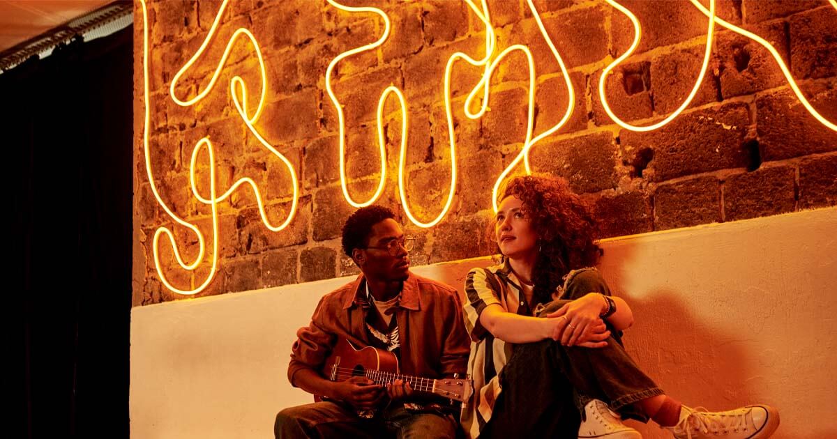 abstract neon sign on wall