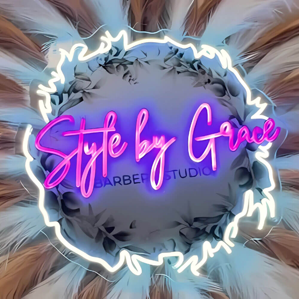 style by grace barber studio neon sign