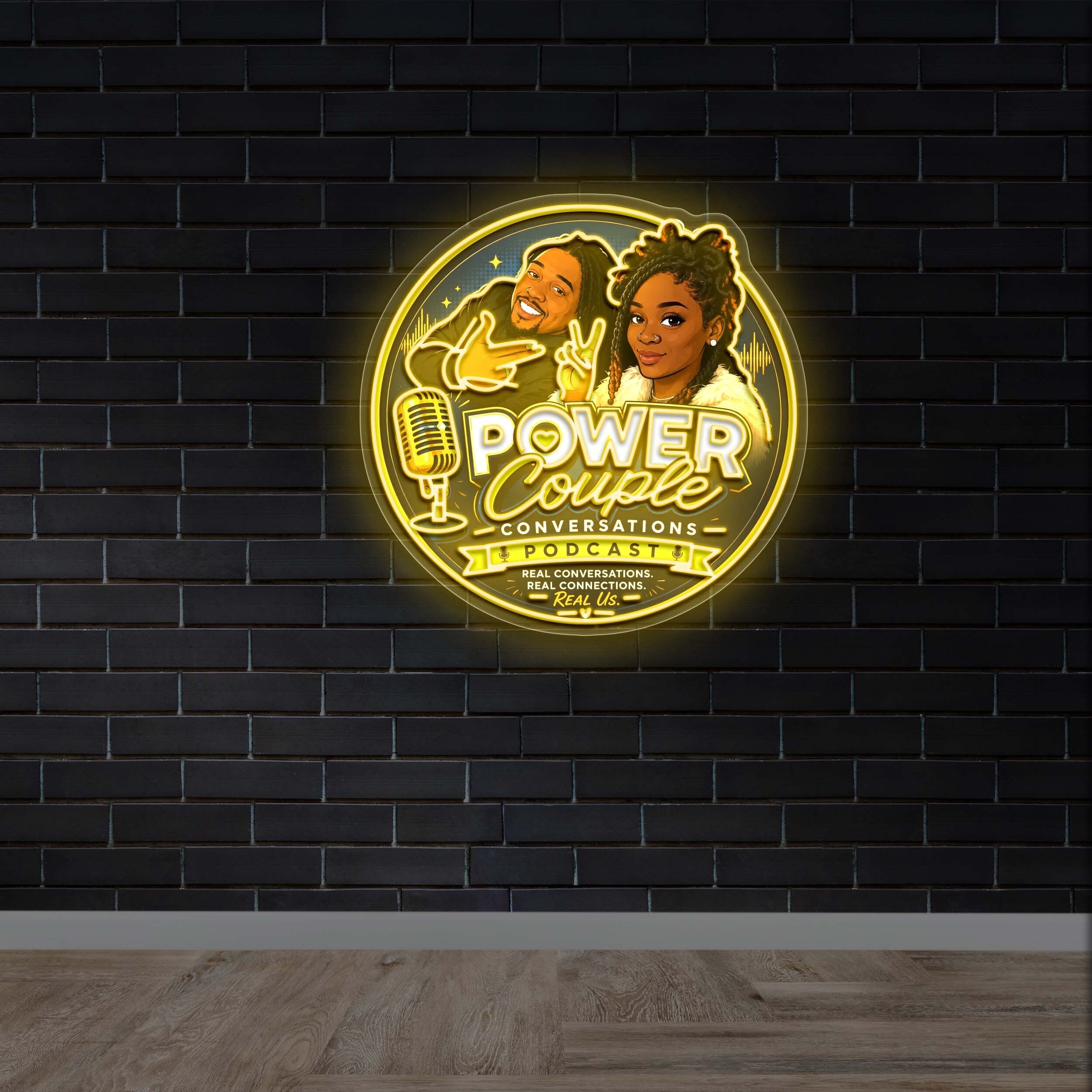 Power Couple Conversations Podcast - Premium Neon Artwork