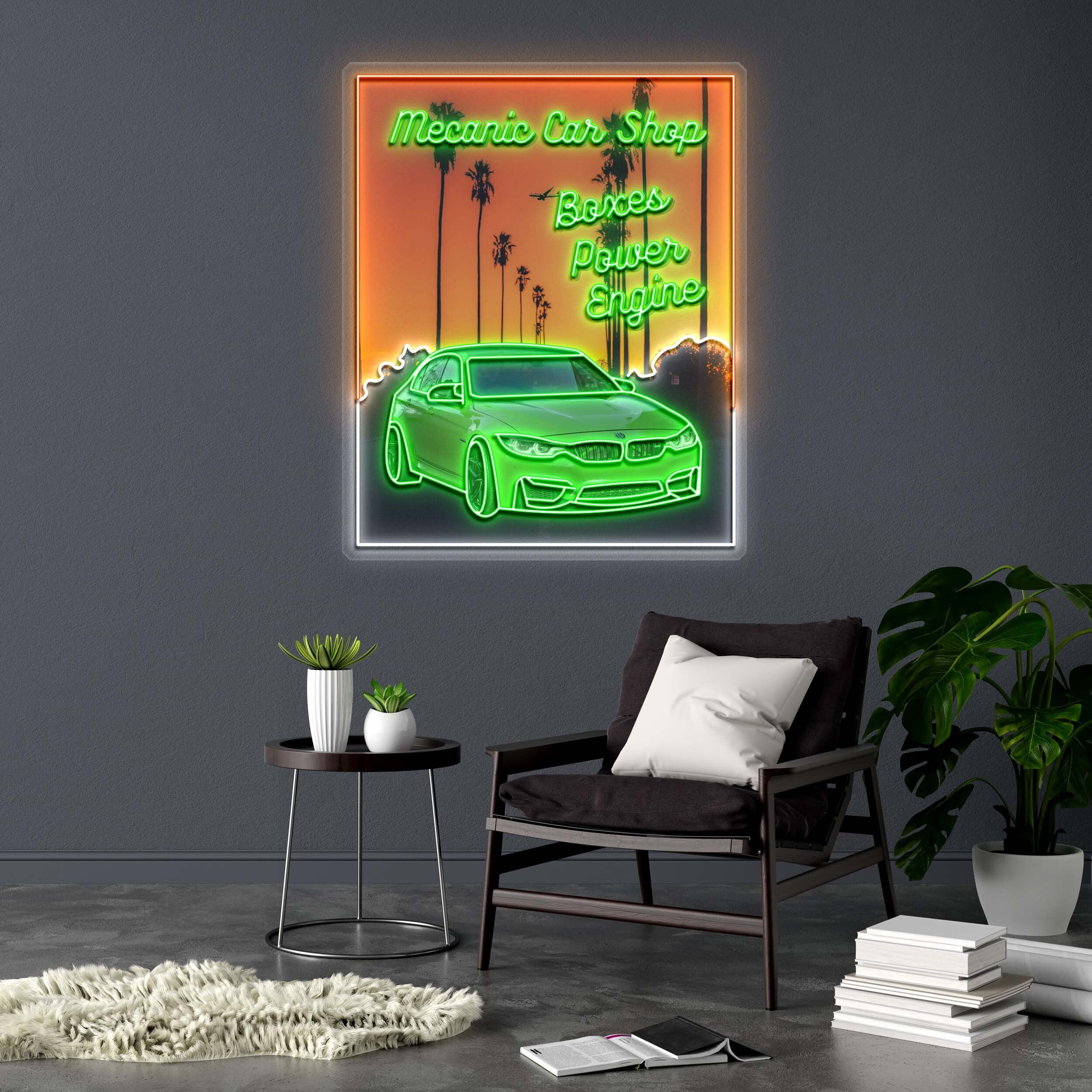 Mecanic Car Shop - Premium Neon Artwork
