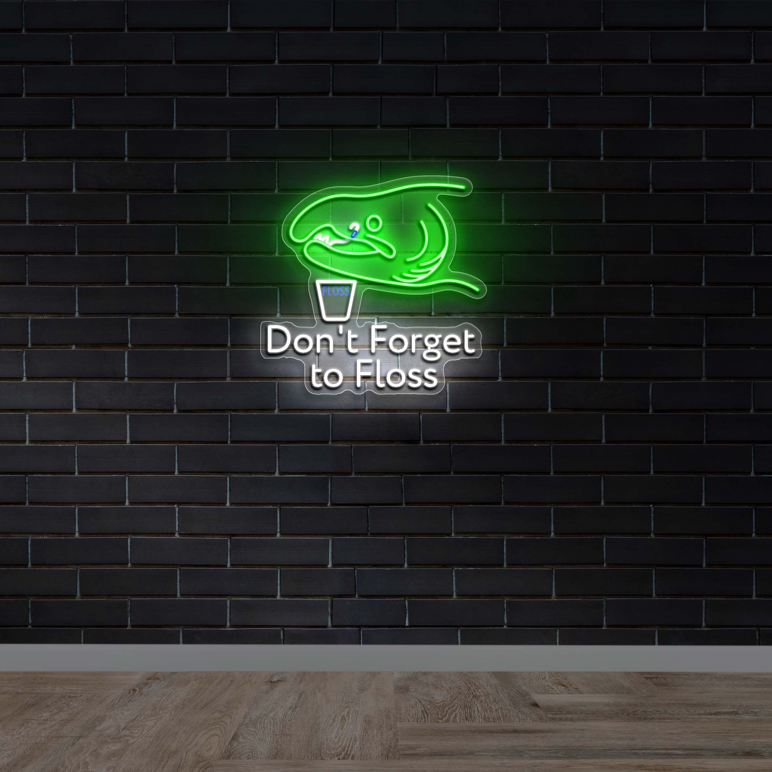 Don't Forget to Floss - Premium Neon Artwork