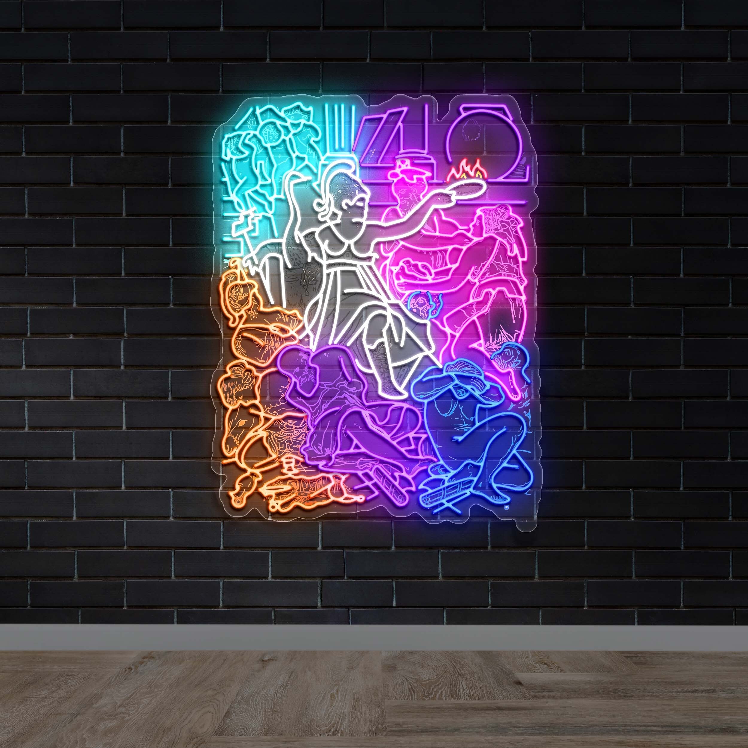 Mythological Feast Scene – Premium Neon Artwork