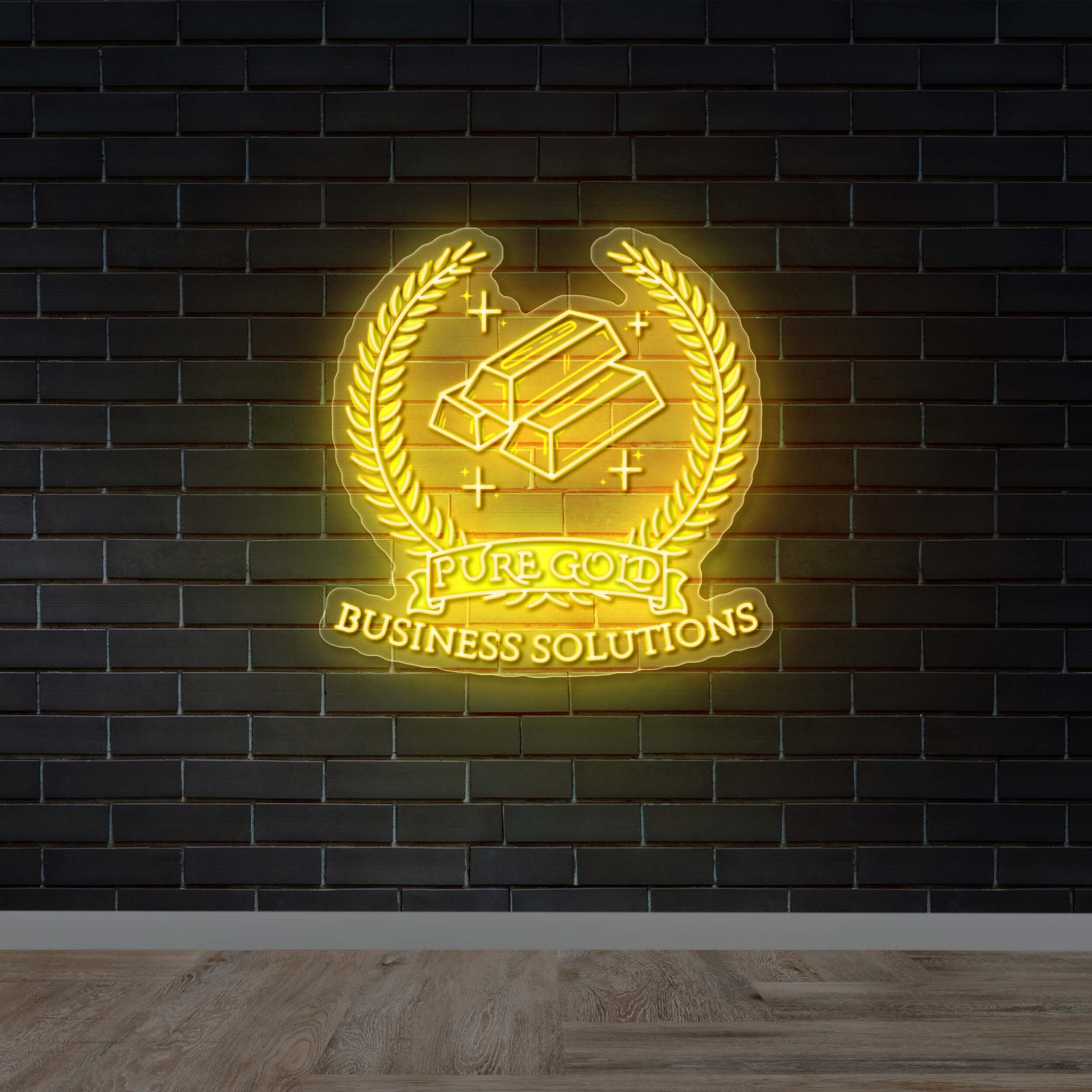 Pure Gold Business Solutions – Premium Neon Artwork