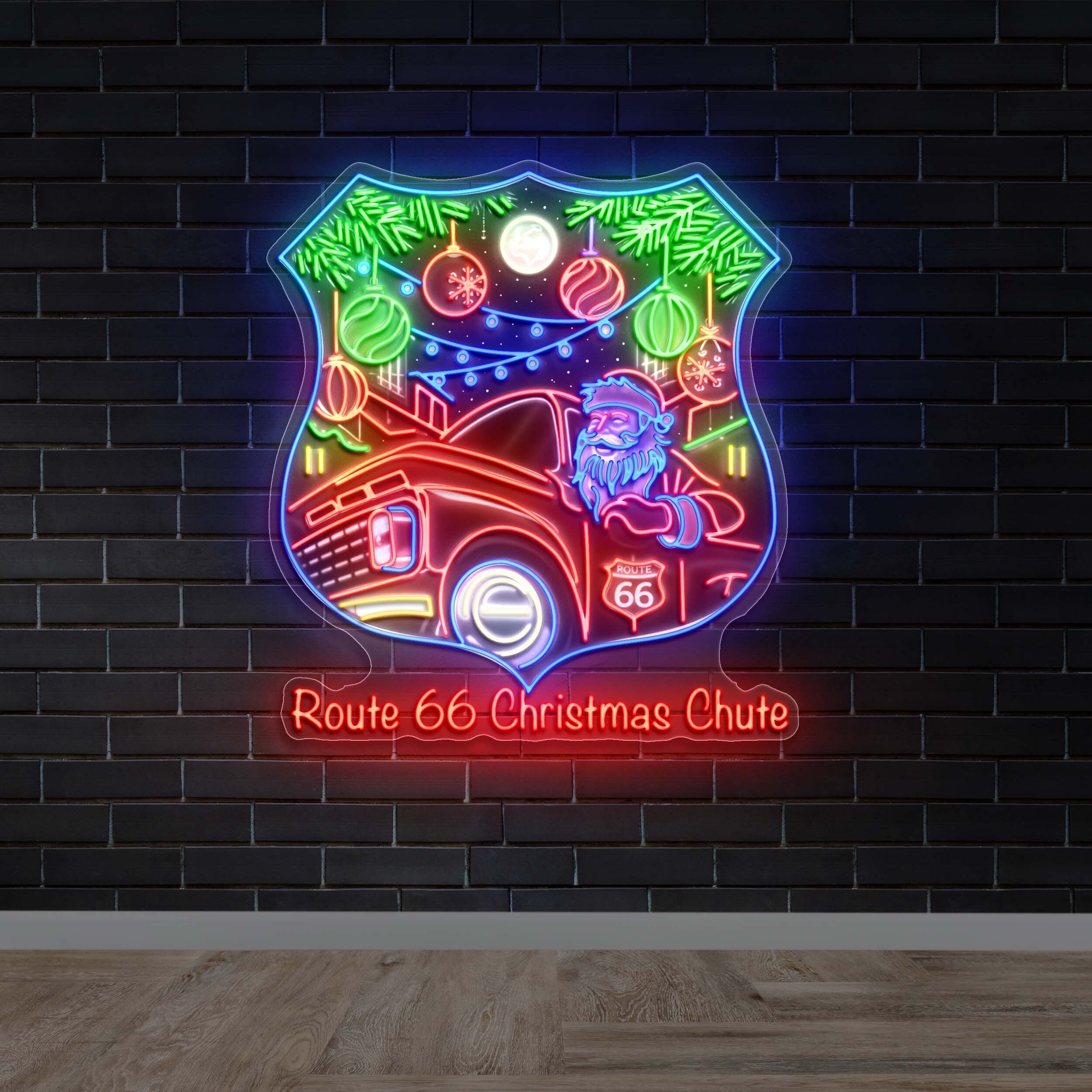 Route 66 Christmas Chute - Premium Neon Artwork