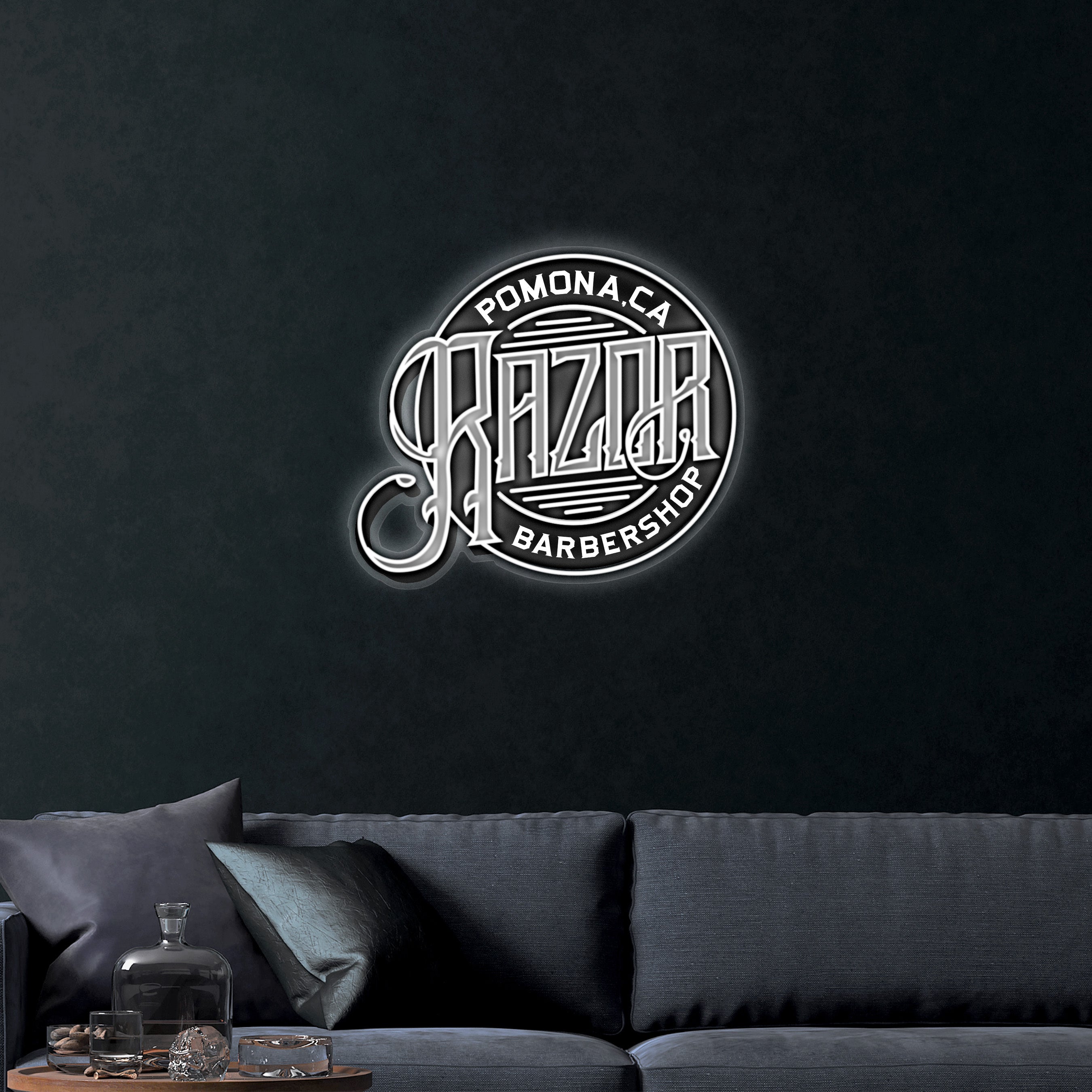 Razor Barbershop – Premium Neon Artwork