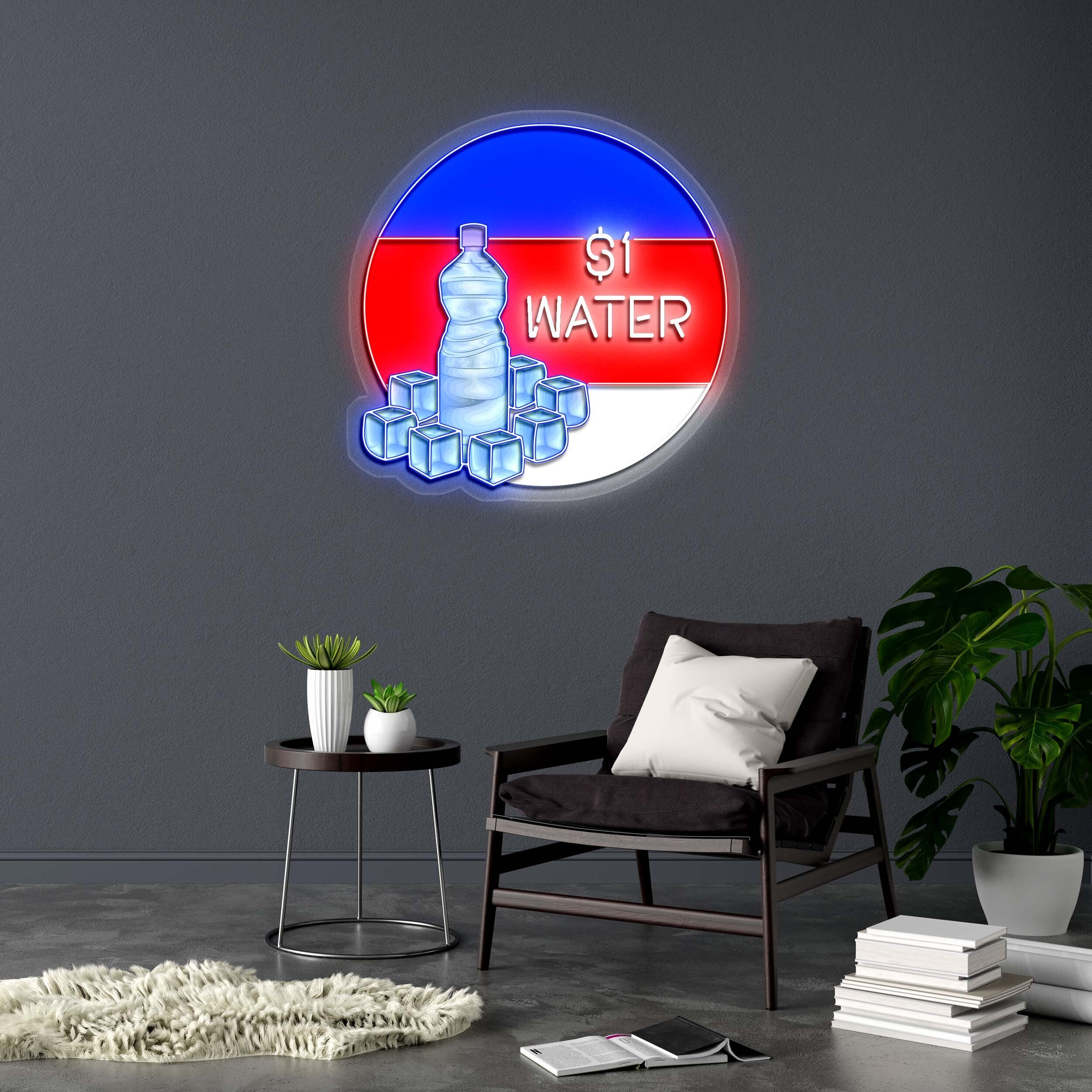 $1 WATER - Premium Neon Artwork