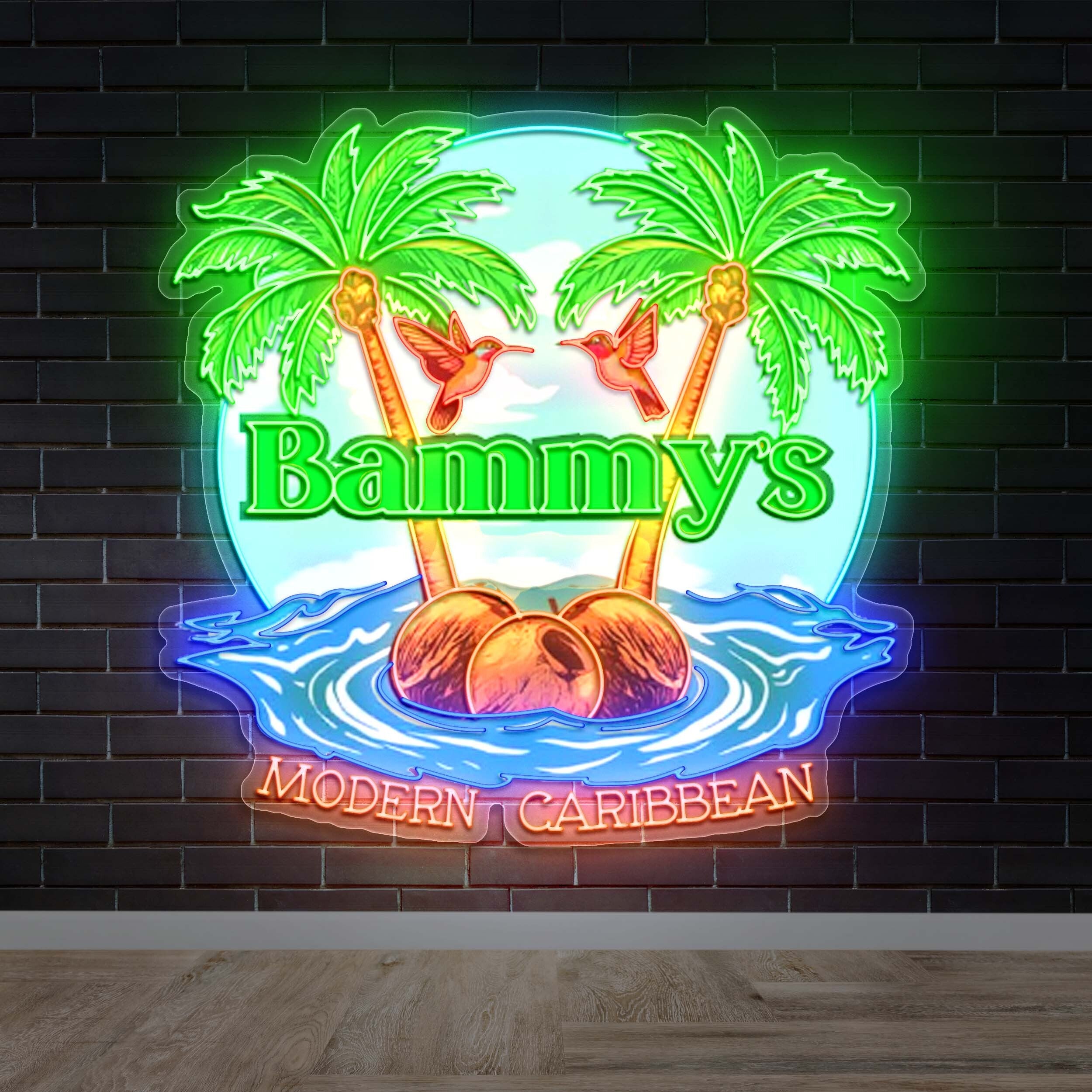 Bammy’s Express Modern Caribbean - Premium Neon Artwork