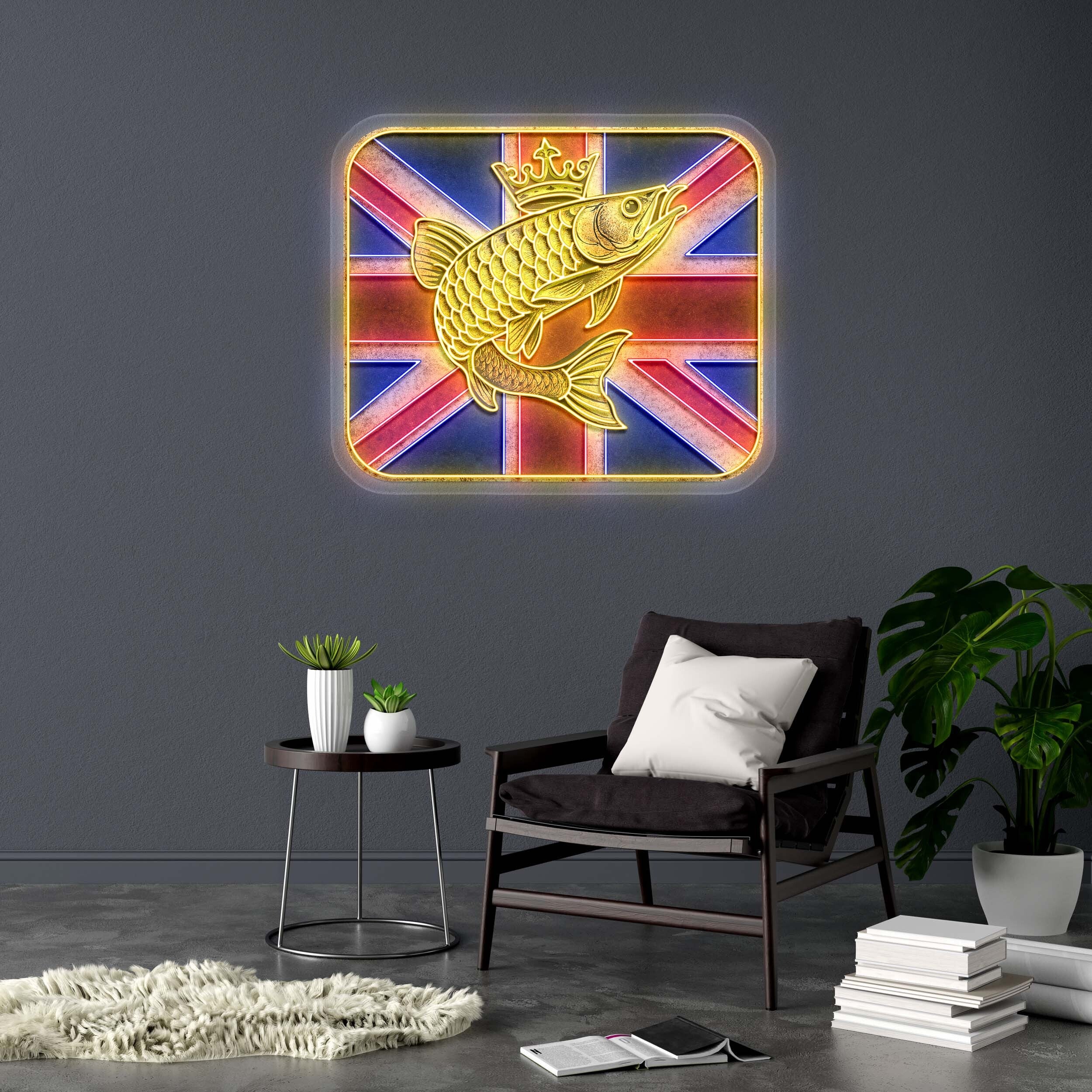 King Fish Aquatics Logo - Premium Neon Artwork