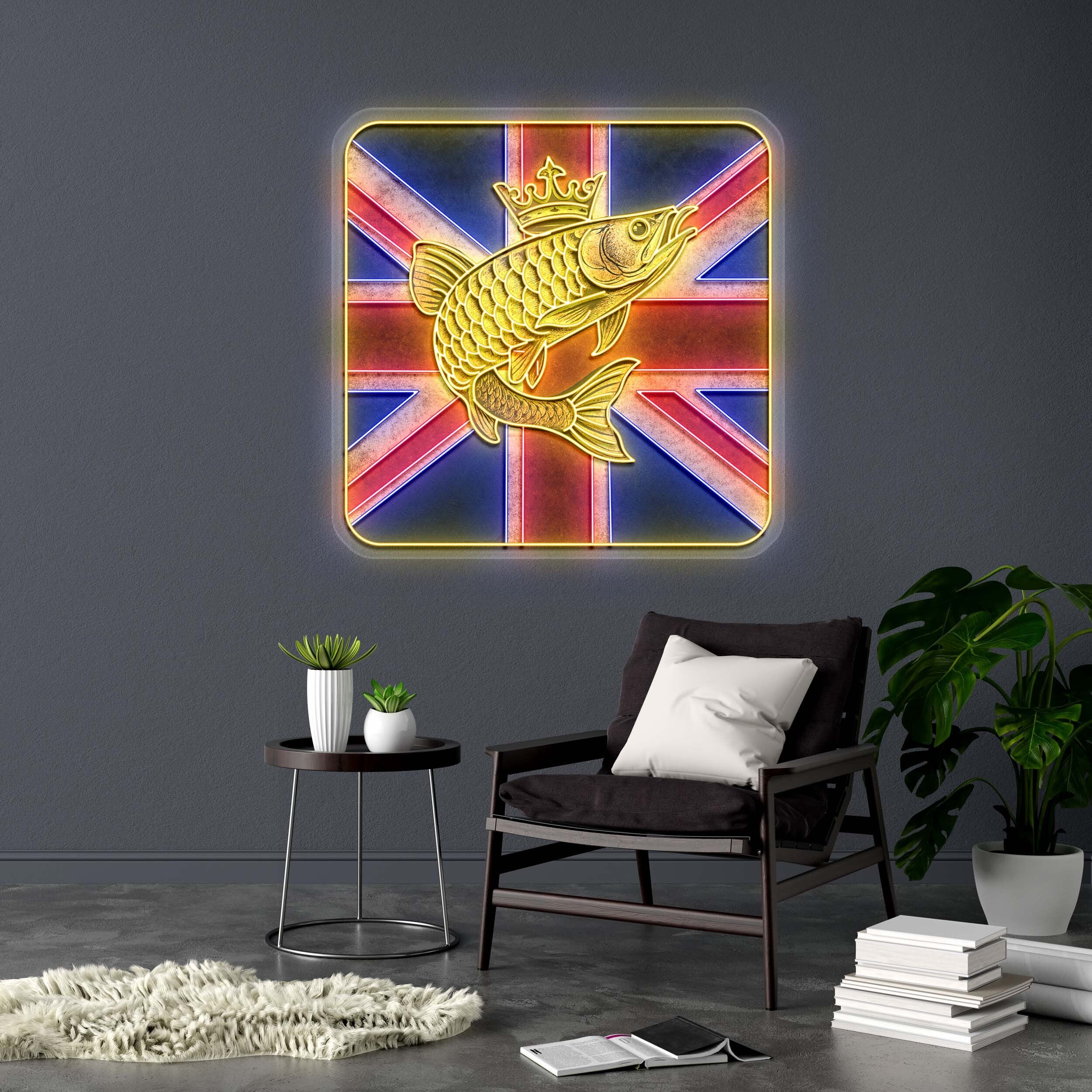 King Fish Aquatics Logo - Premium Neon Artwork