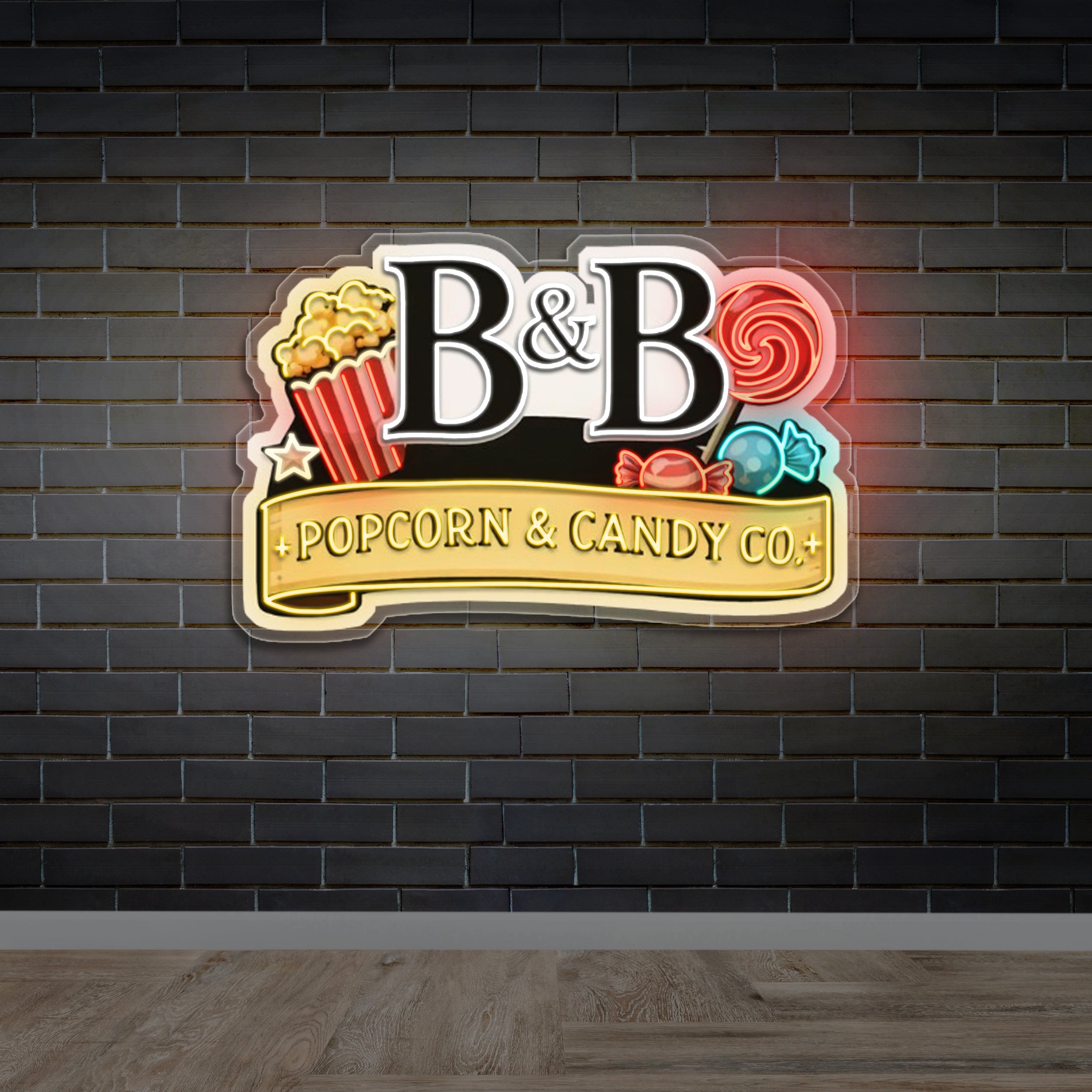 B&B POPCORN CANDY CO - Premium Neon Artwork