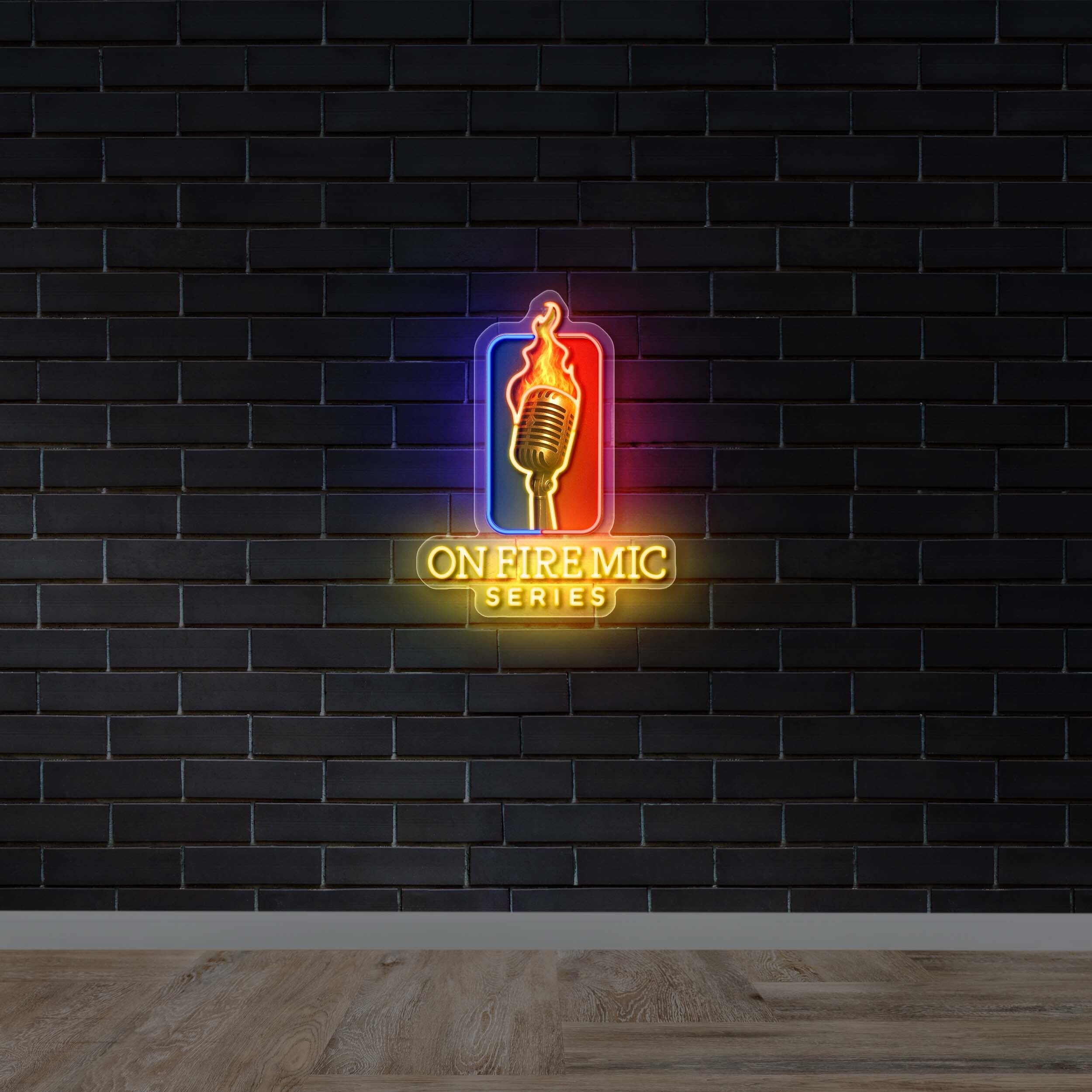 On Fire Mic Series - Premium Neon Artwork