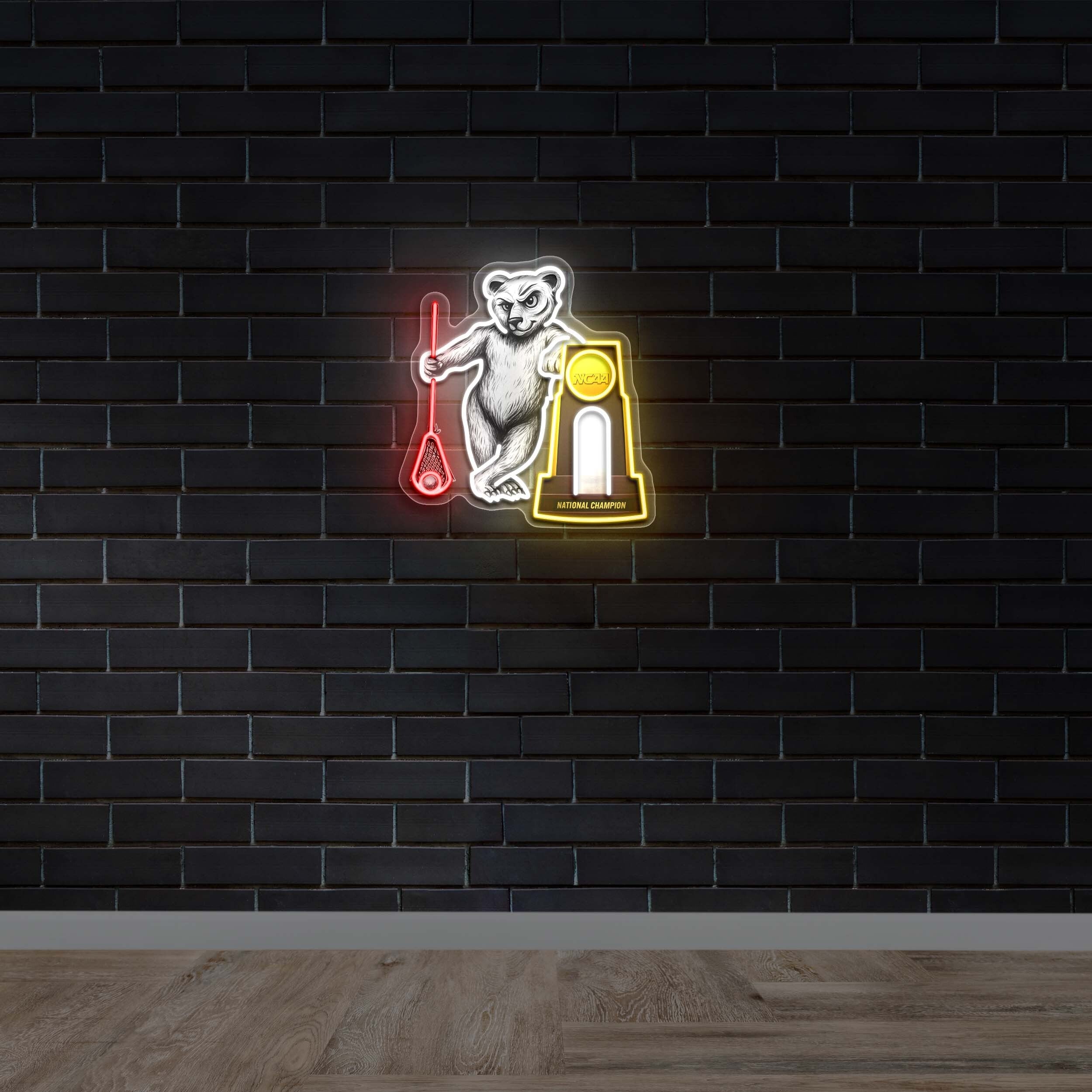 A bear with NCAA D1 trophy - Premium Neon Artwork