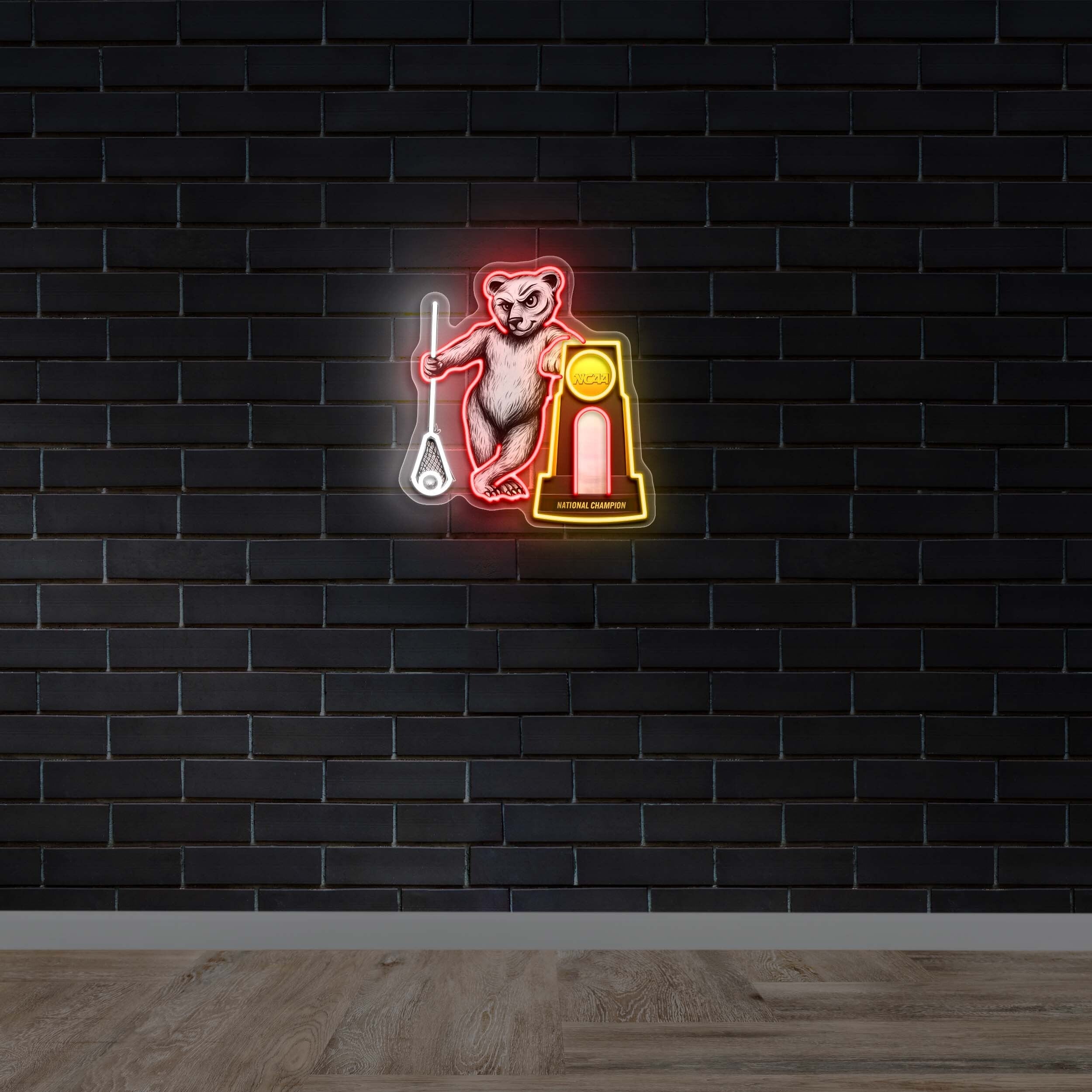 A bear with NCAA D1 trophy - Premium Neon Artwork