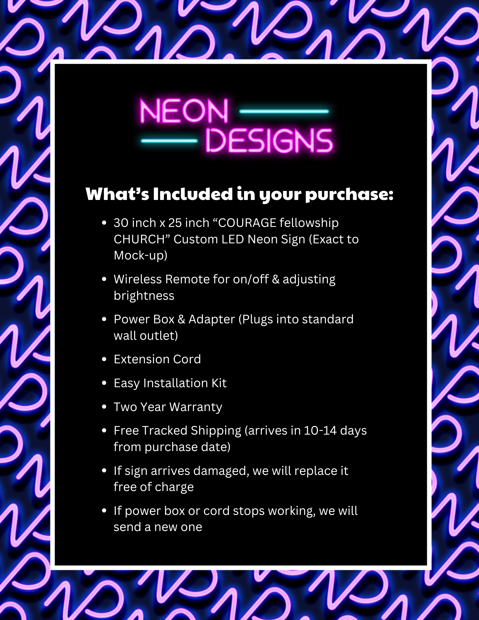 COURAGE fellowship CHURCH - Premium Neon Artwork