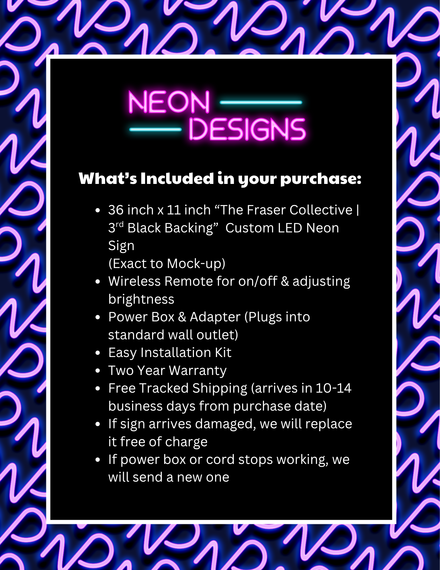 The Fraser Collective | 3rd Black Backing - Premium Neon Artwork