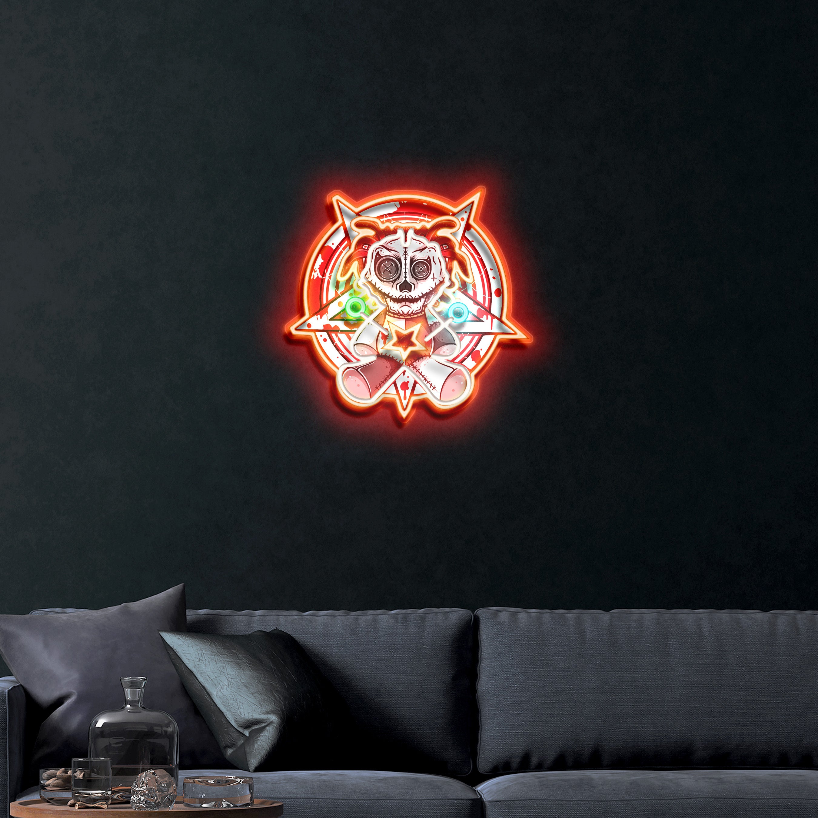 Voodoo Doll On Pentagram – Premium Neon Artwork