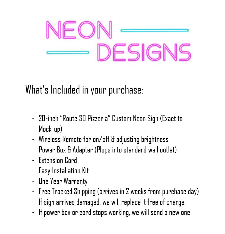 Route 30 Pizzeria - Premium Neon Artwork