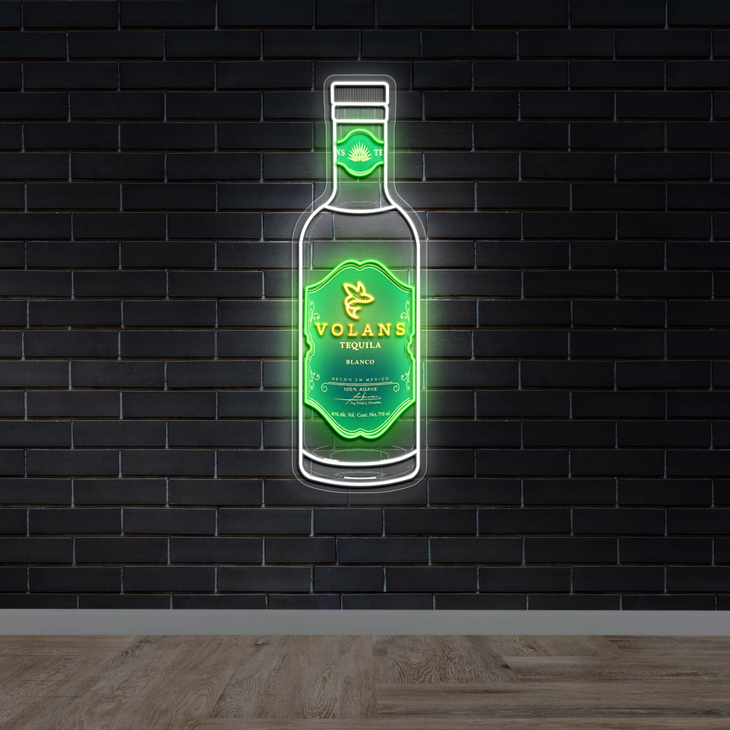 Volans Tequila in a bottle - Premium Neon Artwork