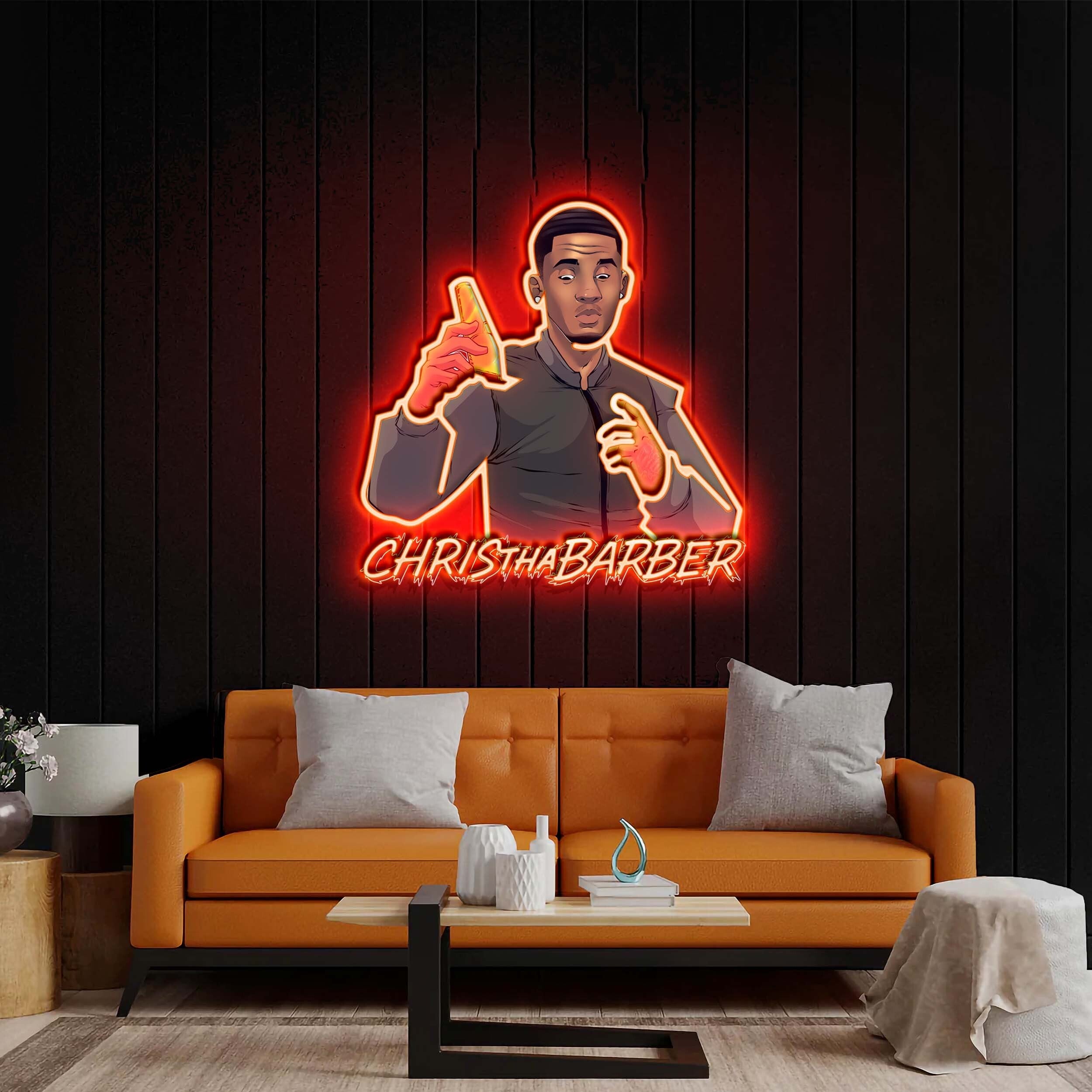 CHRIS THA BARBER (with logo) – Premium Neon Artwork