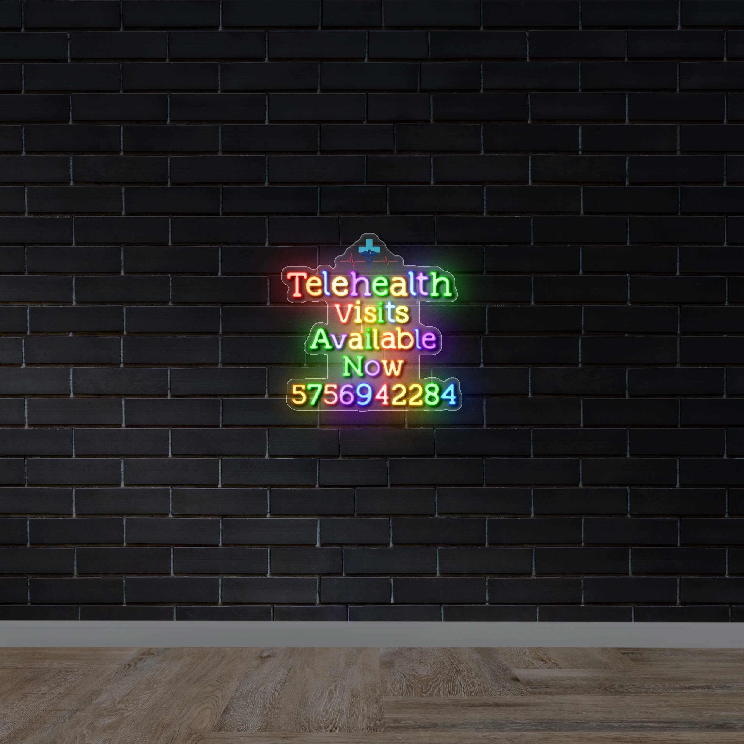 TELEHEALTH VISITS without behind logo - Premium Neon Artwork