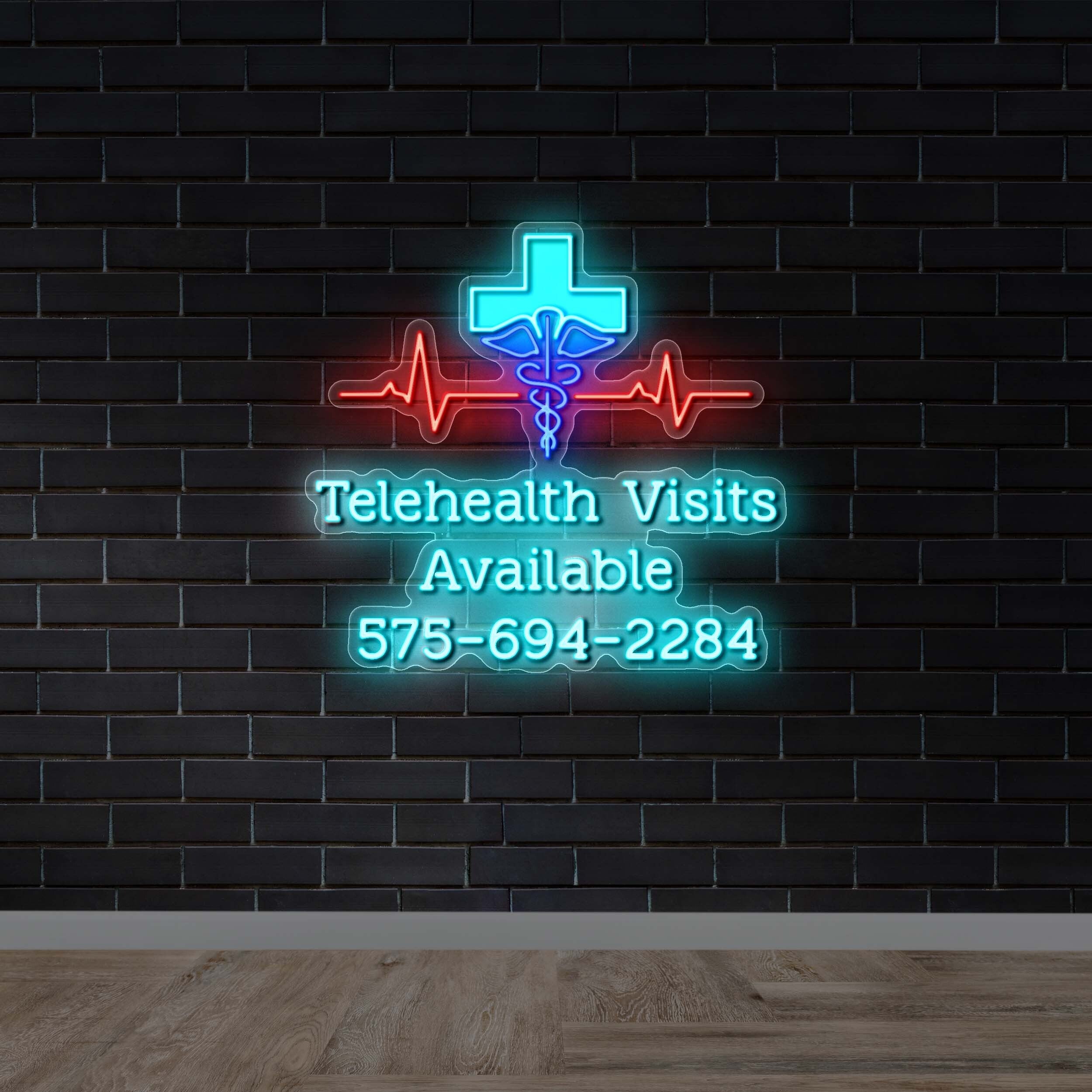Telehealth Visits Available - Premium Neon Artwork