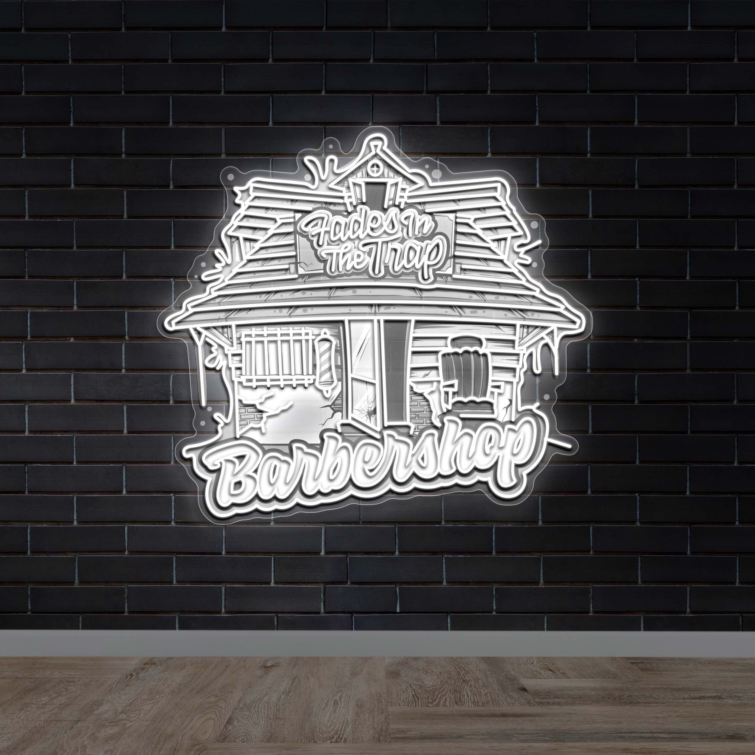 FADES IN THE TRAP BARBERSHOP - Premium Neon Artwork