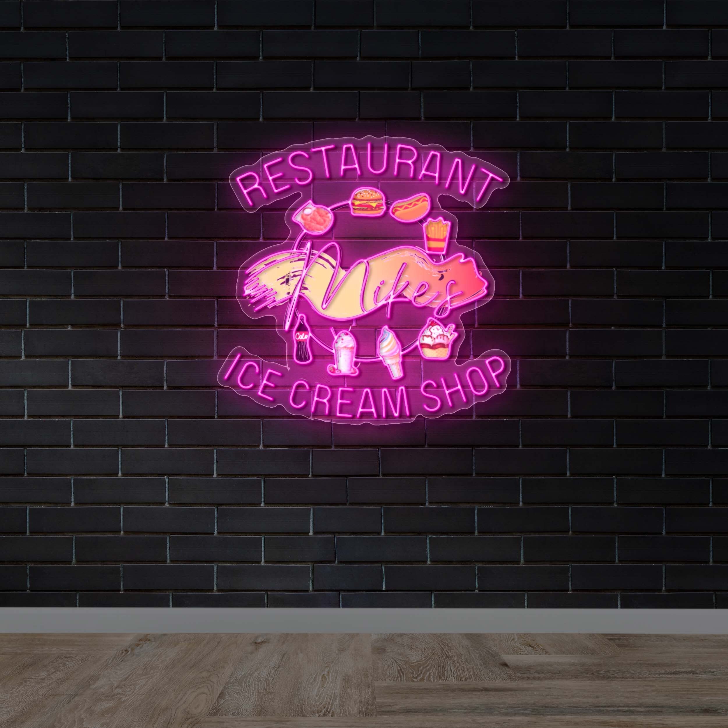Restaurant & Ice Cream Shop - Premium Neon Artwork