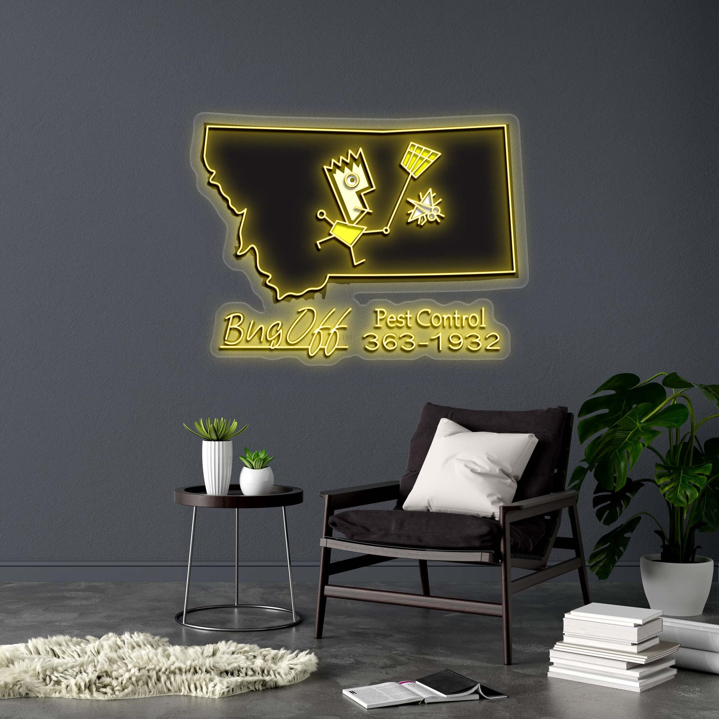 BUG OFF Pest Control 363-1932 - Premium Neon Artwork