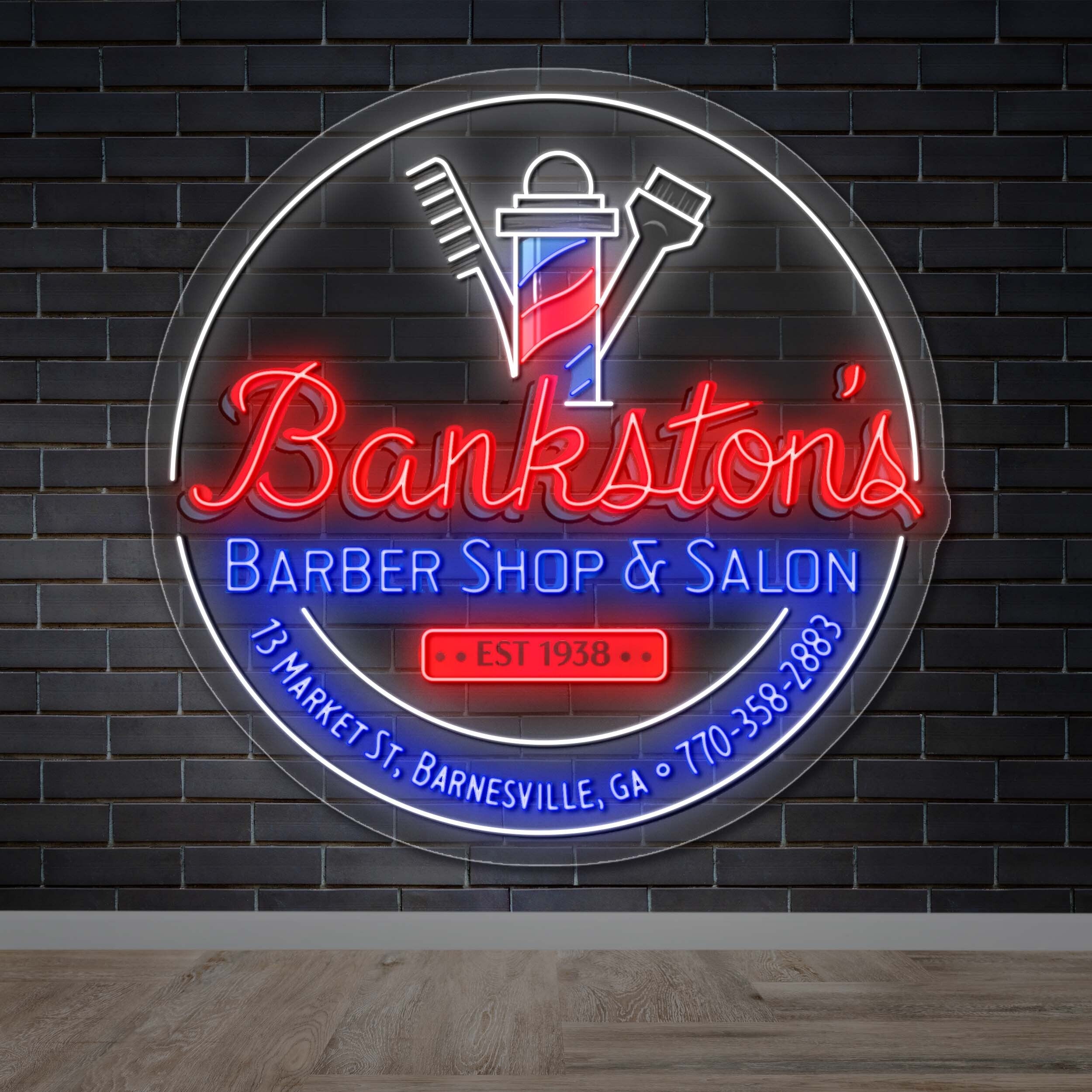 Bankston’s BARBERSHOP & SALON - Premium Neon Artwork