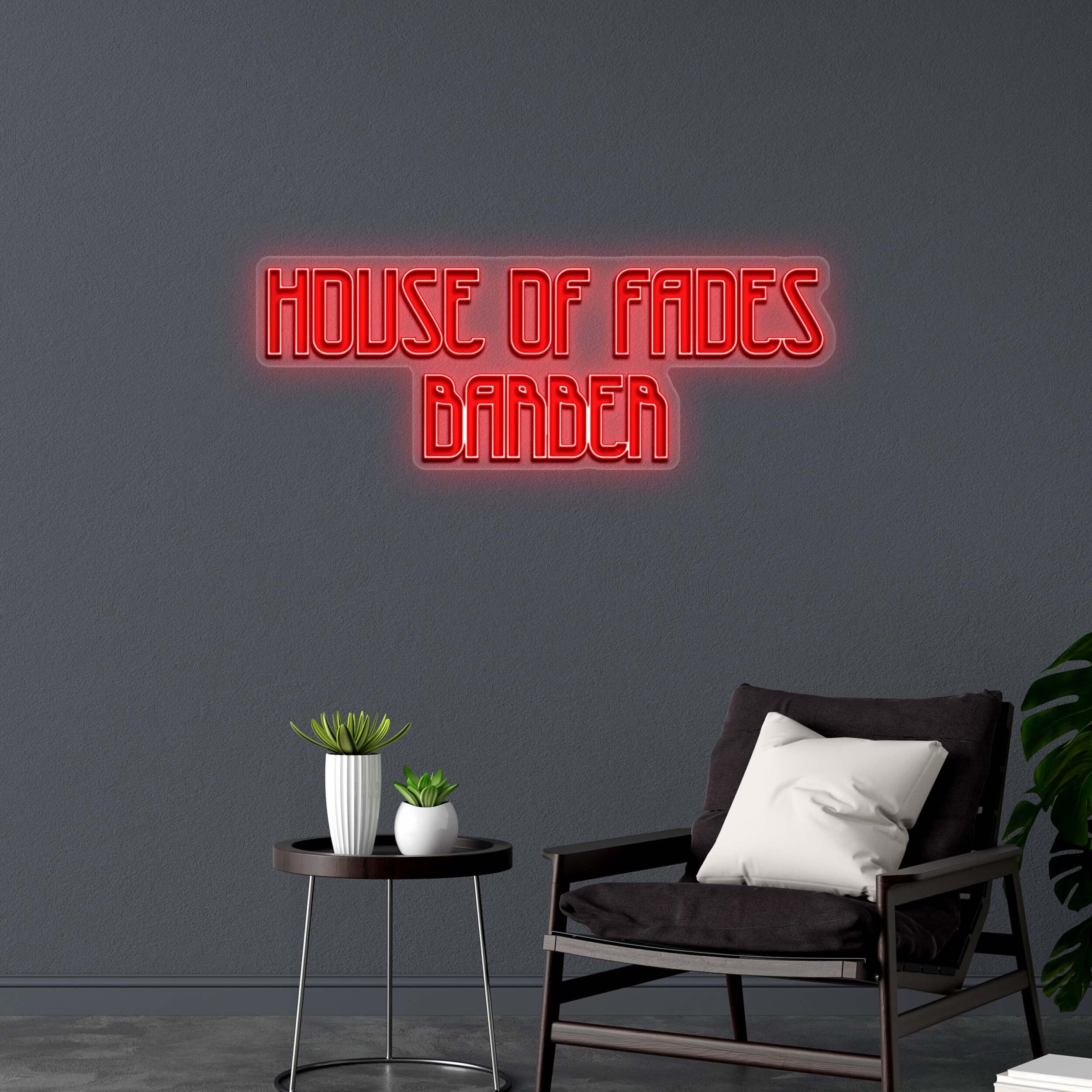 HOUSE OF FADES BARBER - Premium Neon Artwork