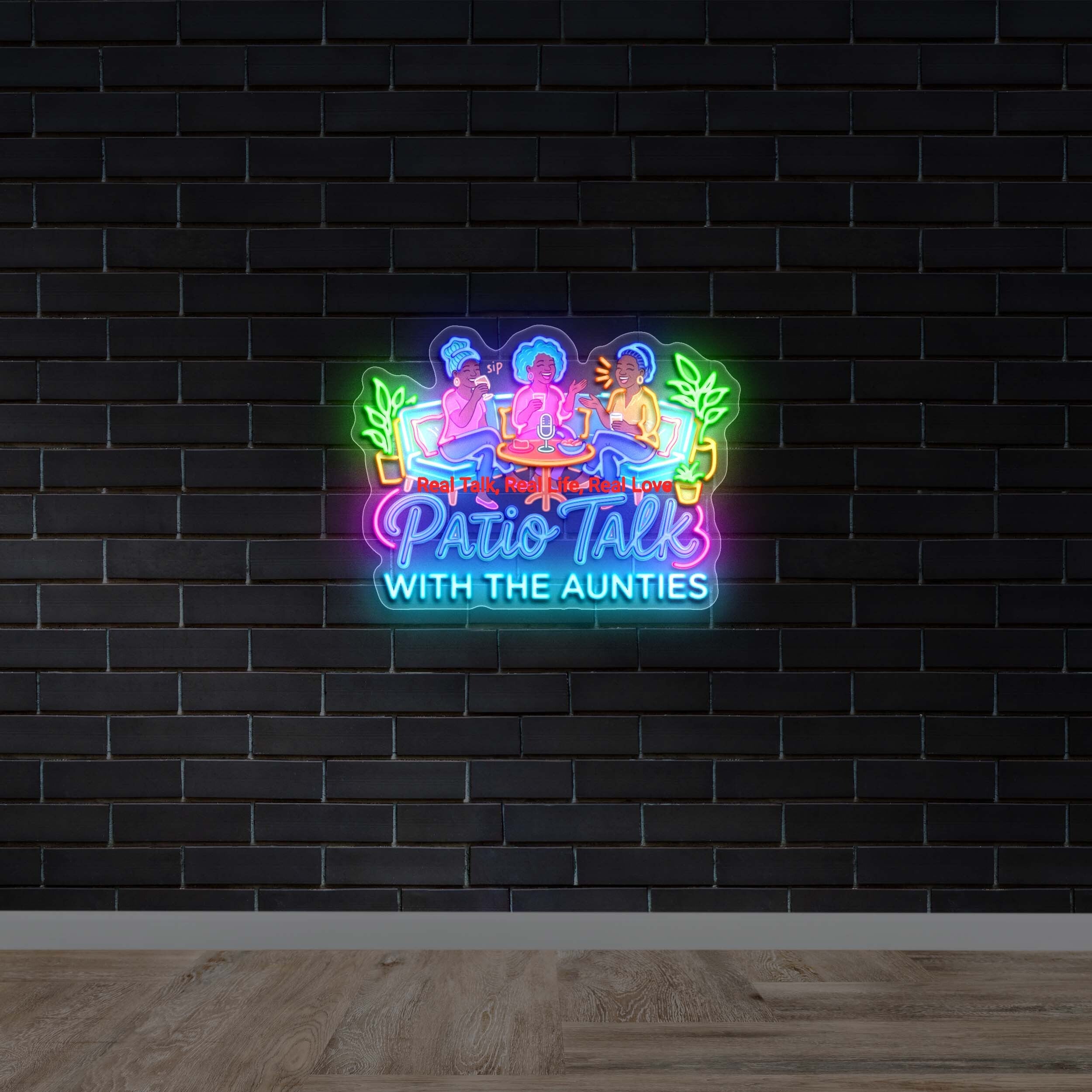 Patio Talk With The Aunties - Premium Neon Artwork
