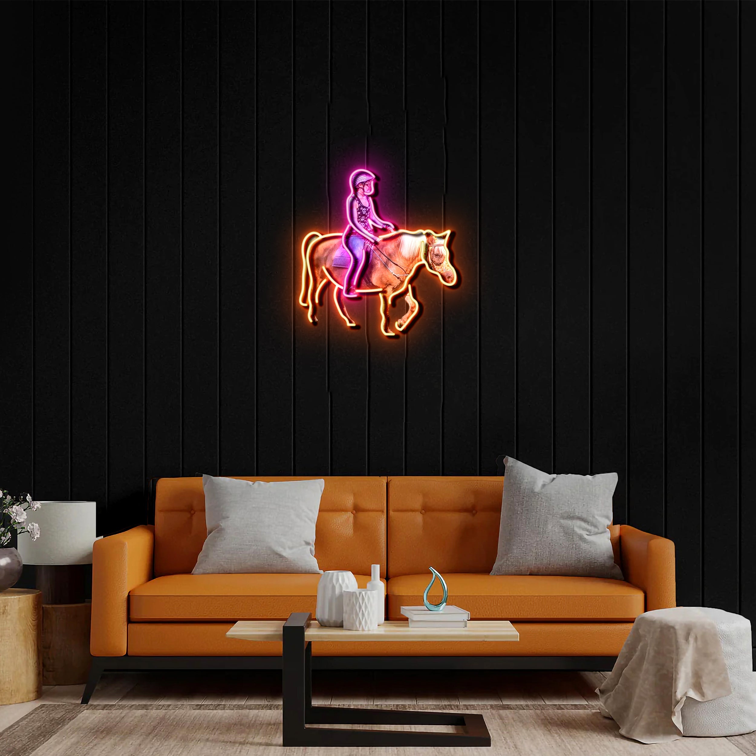 Lady in a horse - Premium Neon Artwork
