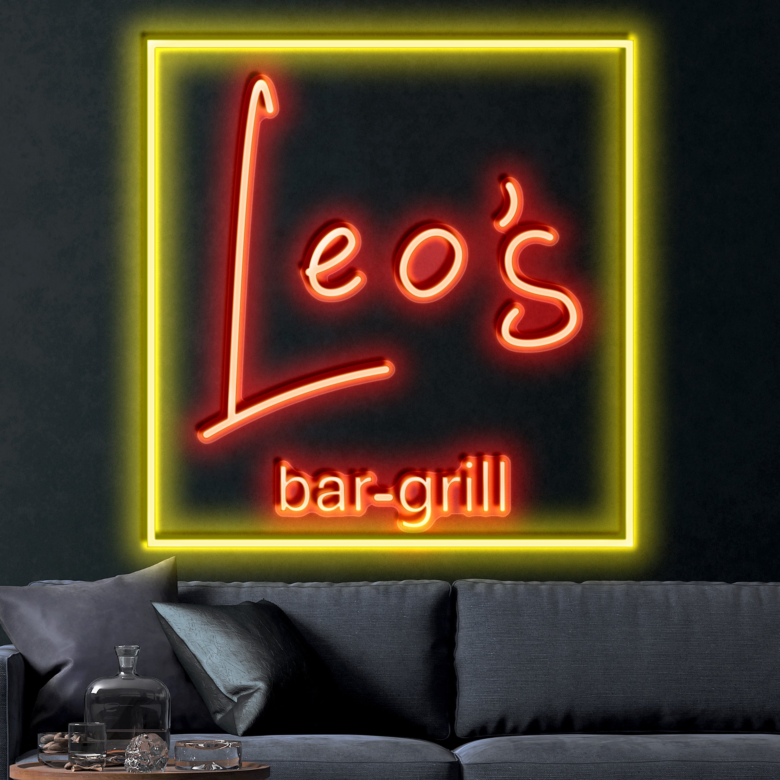 Leo's bar-grill (with border) – Premium Neon Artwork