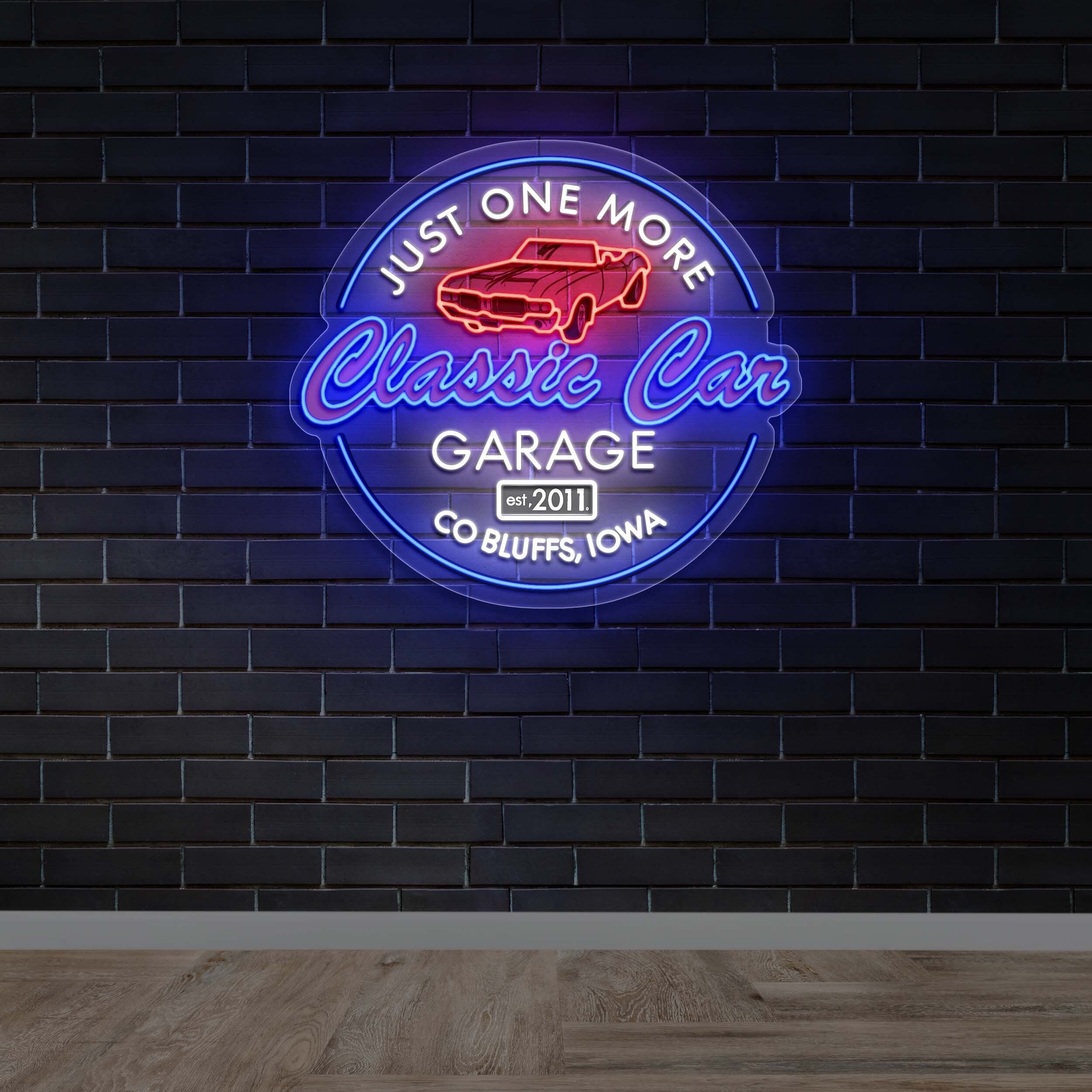 Classic Car Garage – Premium Neon Artwork