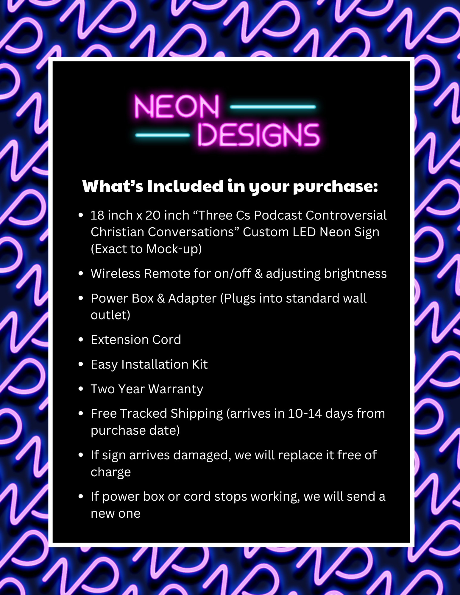 Three Cs Podcast Controversial Christian Conversations - Premium Neon Artwork