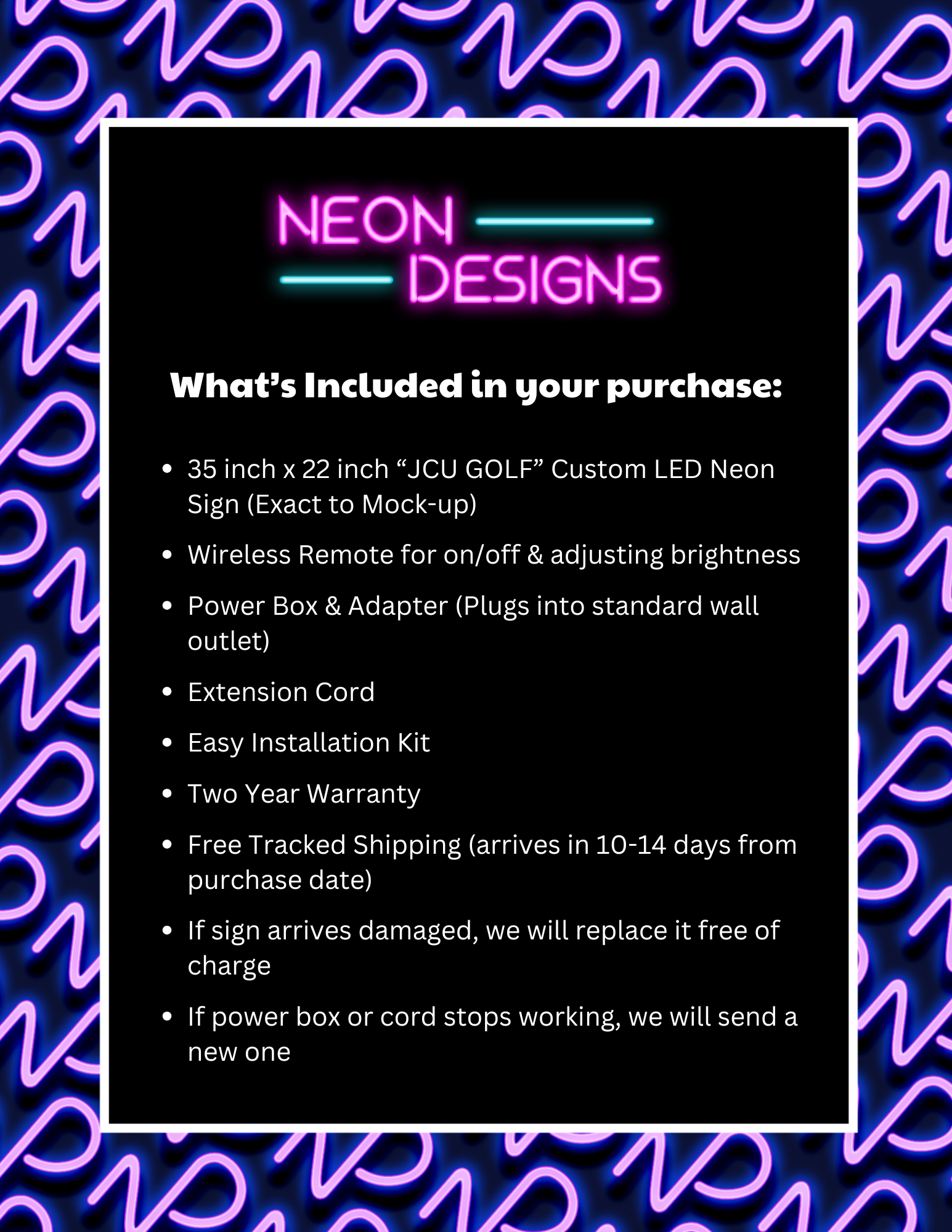 JCU GOLF - Premium Neon Artwork