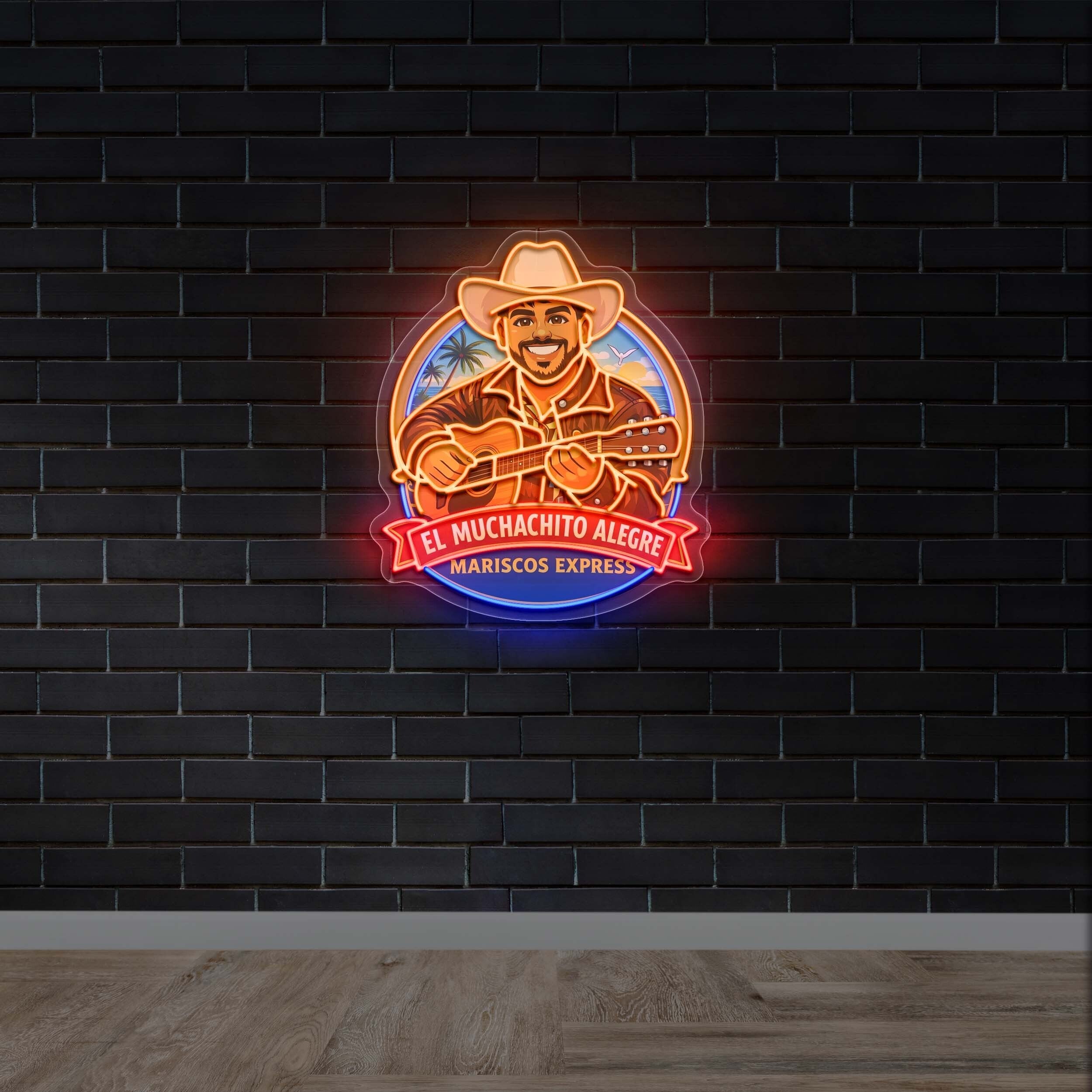 El Muchachito Alegre Mariscos Express - Premium Neon Artwork