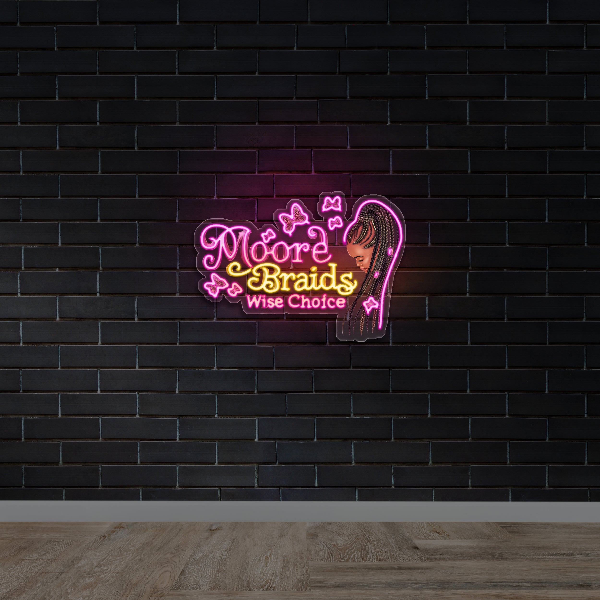 MOORE BRAIDS WISE CHOICE - Premium Neon Artwork