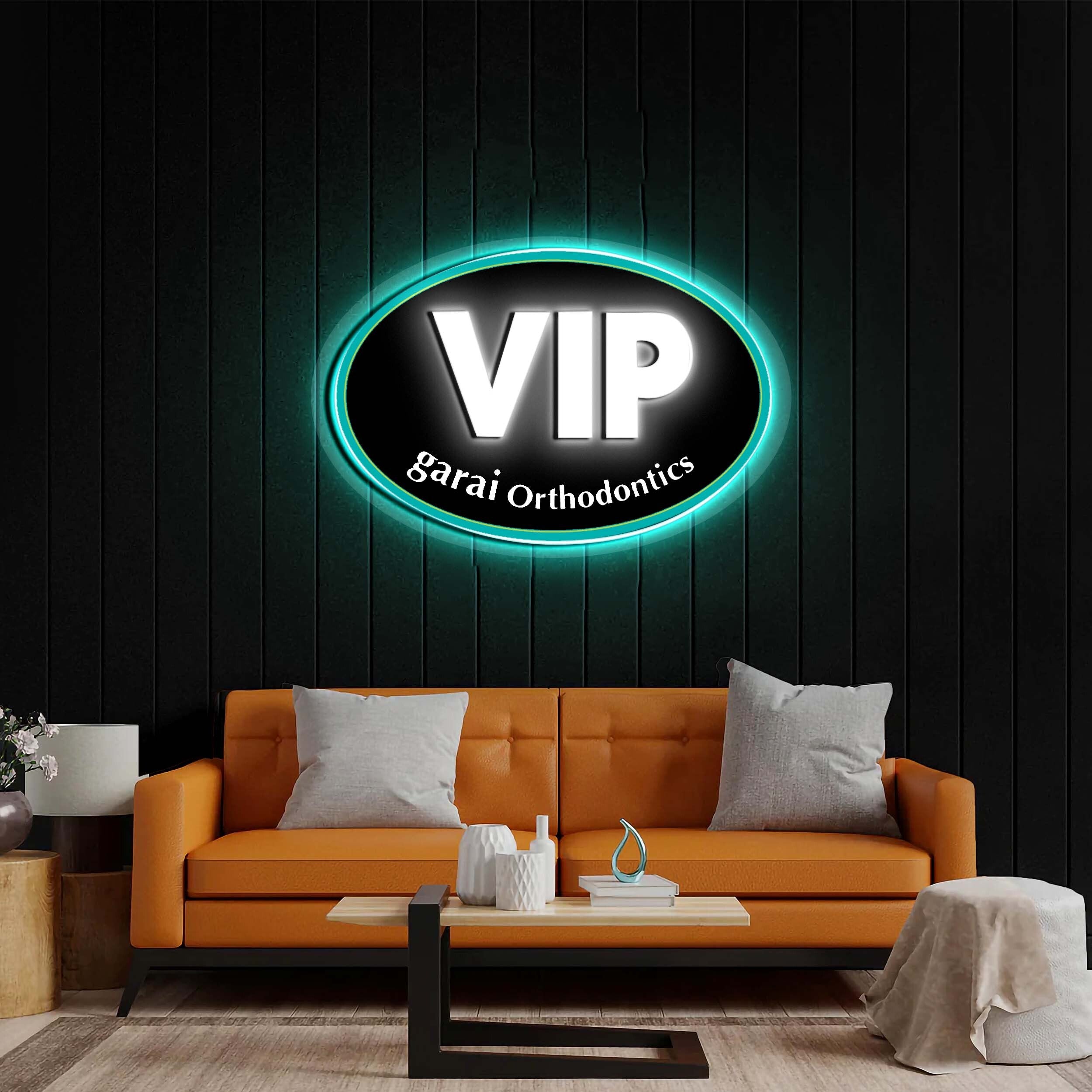 VIP (Black background, White VIP text) - Premium Neon Artwork