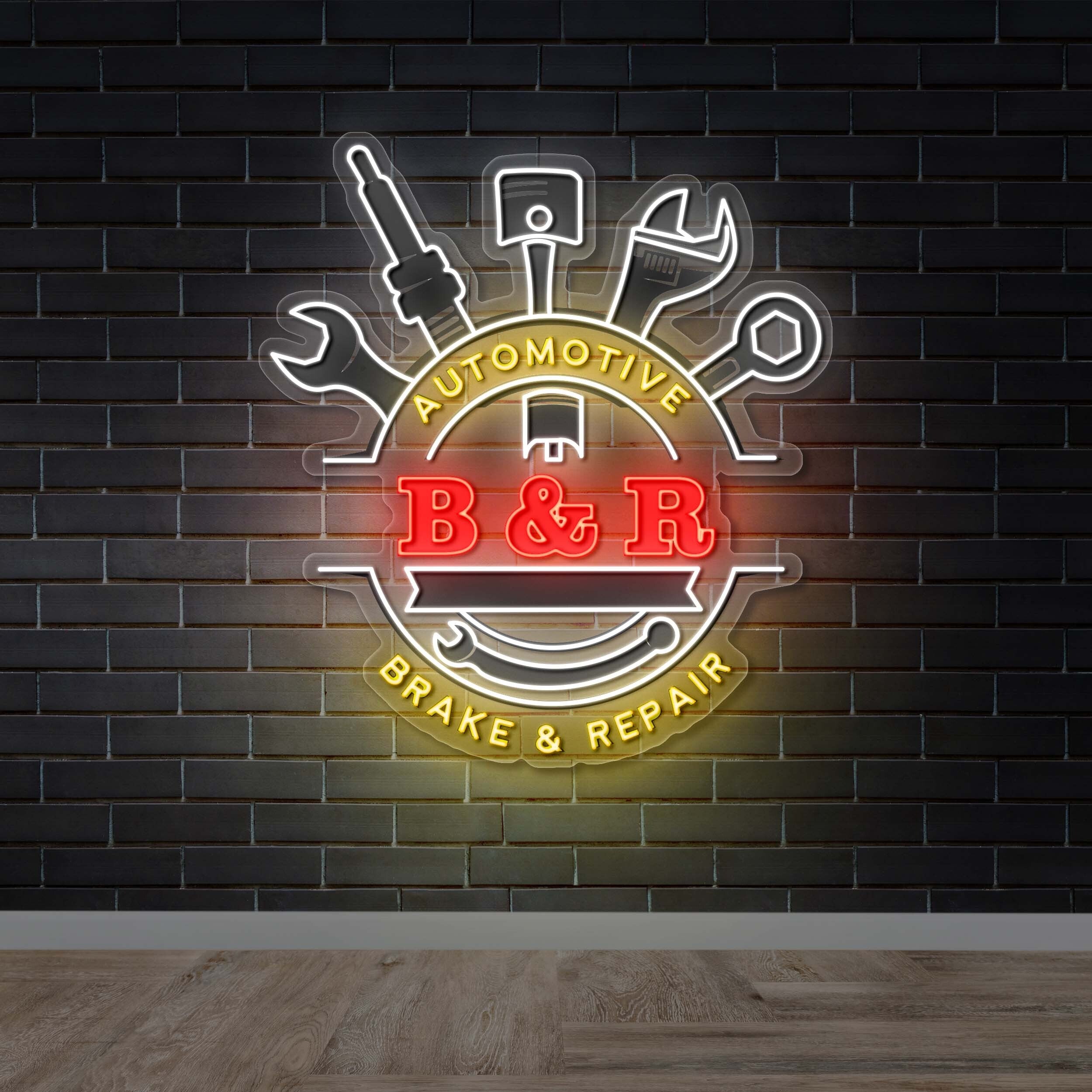 Automotive Brake & Repair - Premium Neon Artwork
