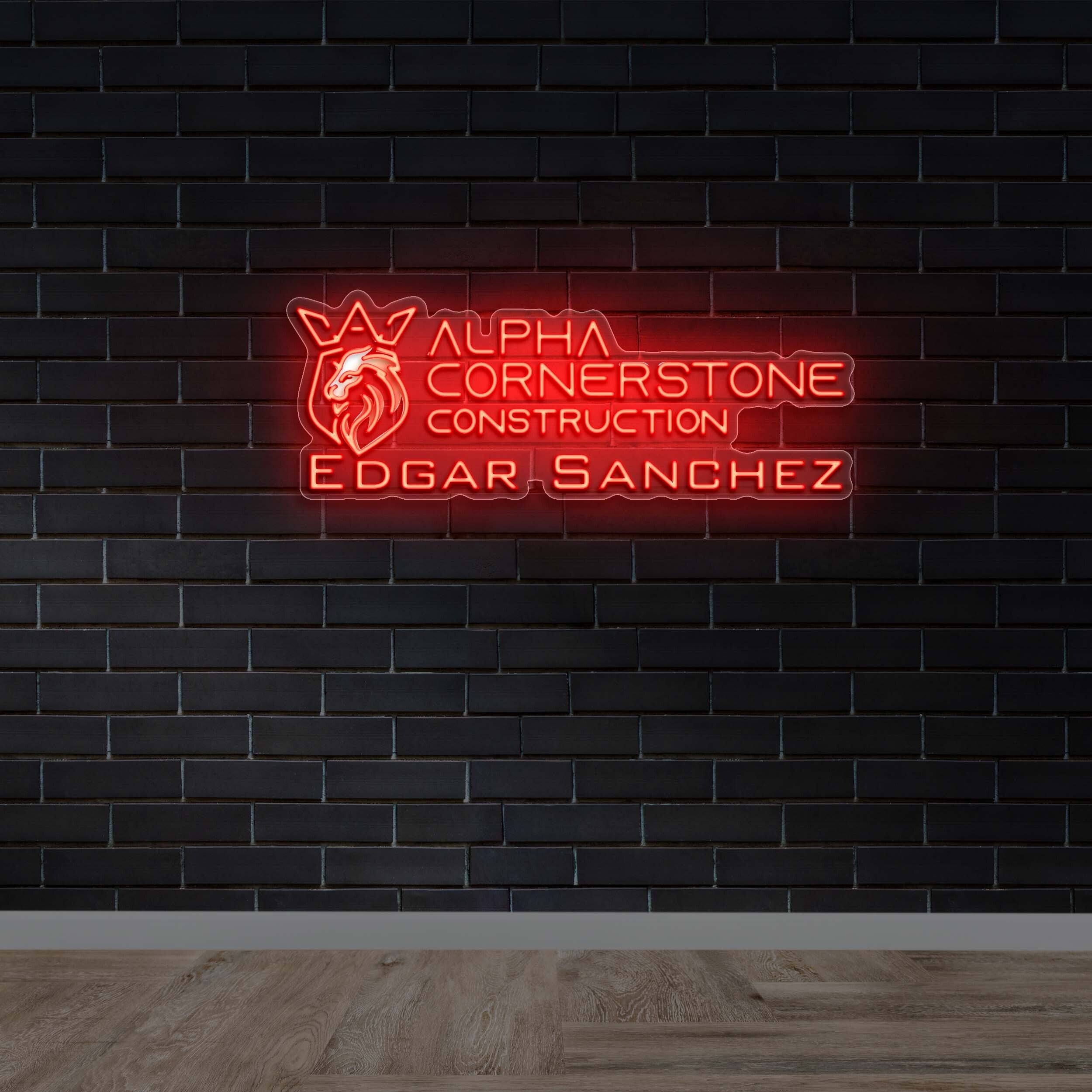 Alpha Cornerstone Construction - Premium Neon Artwork
