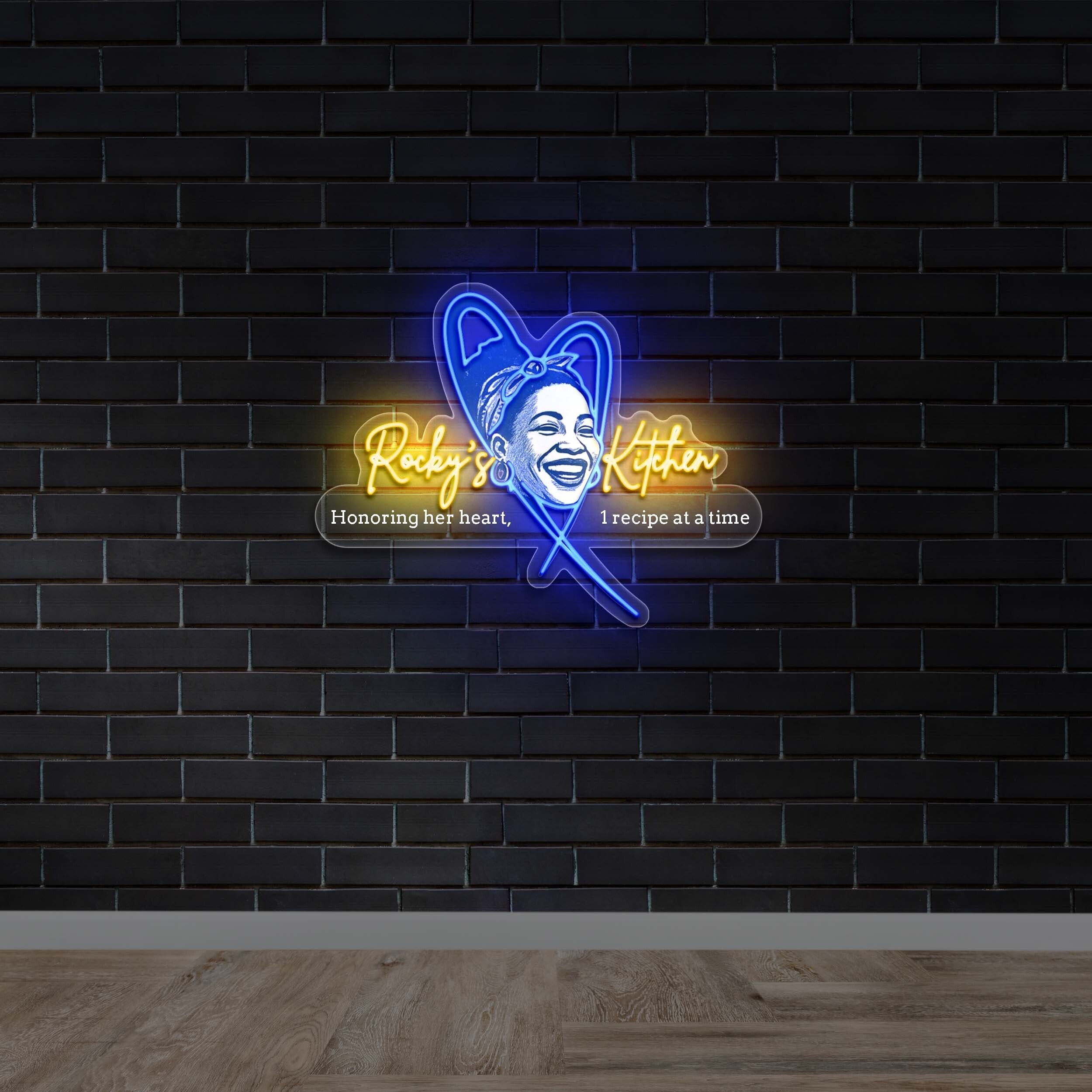 Rocky’s Kitchen (with slogan in 1 row) - Premium Neon Artwork