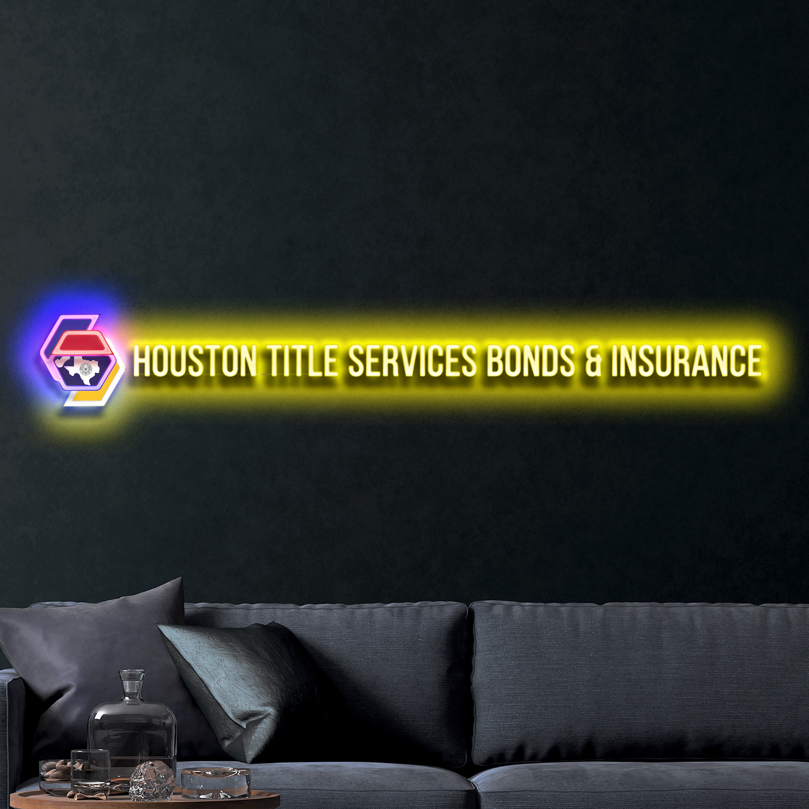Houston Title Services Bonds & Insurance – Premium Neon Artwork