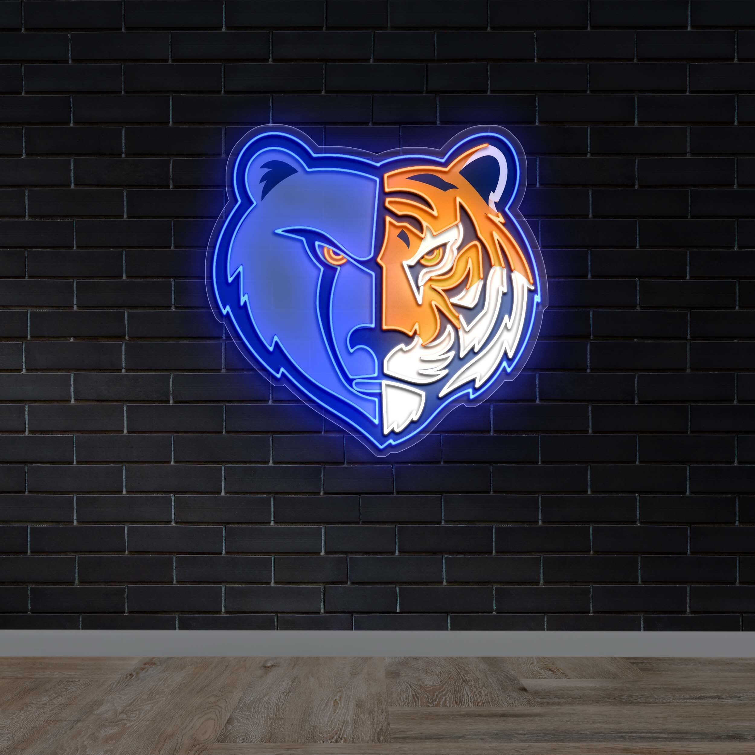Memphis Grizzlies Tiger Split Face - Premium Neon Artwork