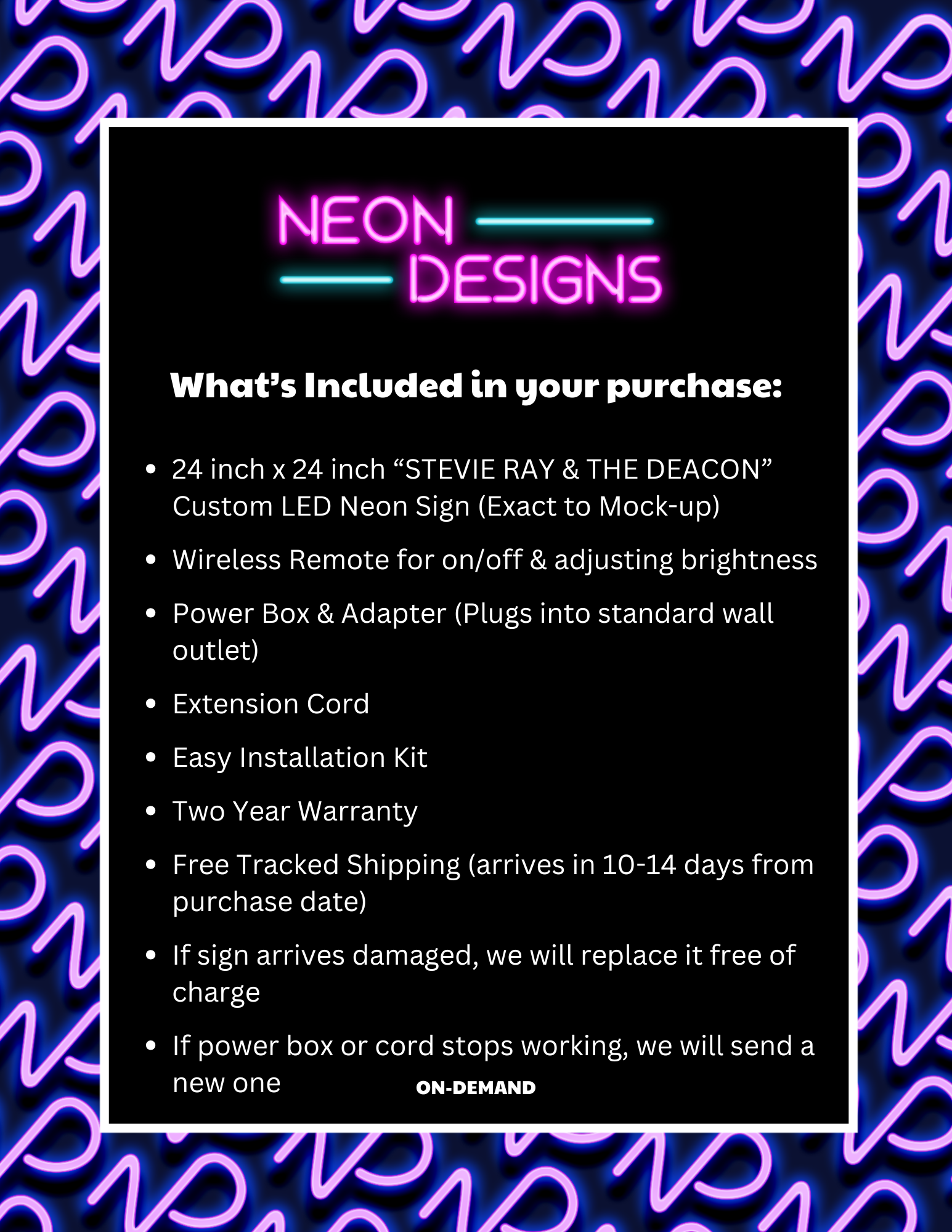 STEVIE RAY & THE DEACON - Premium Neon Artwork