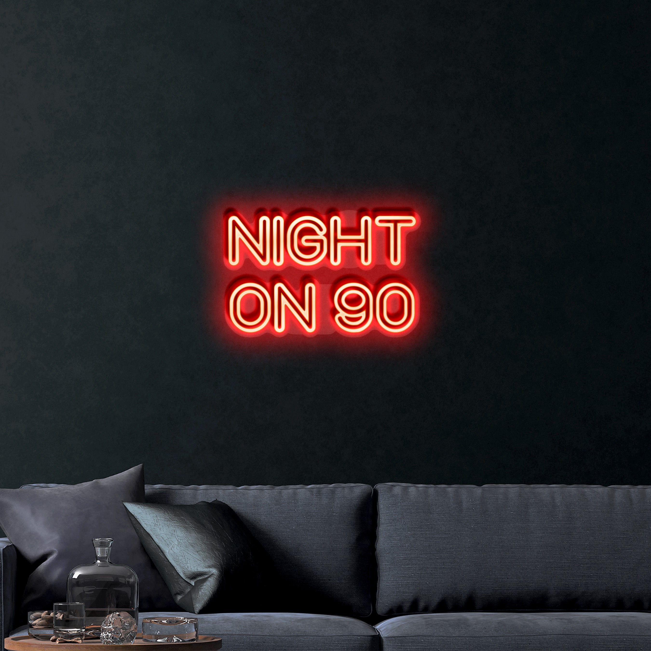 Night On 90 (text) – Premium Neon Artwork