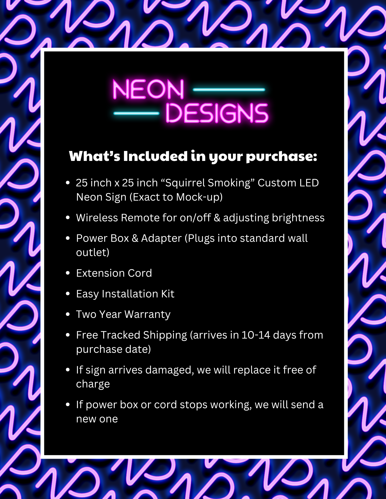 Squirrel Smoking - Premium Neon Artwork