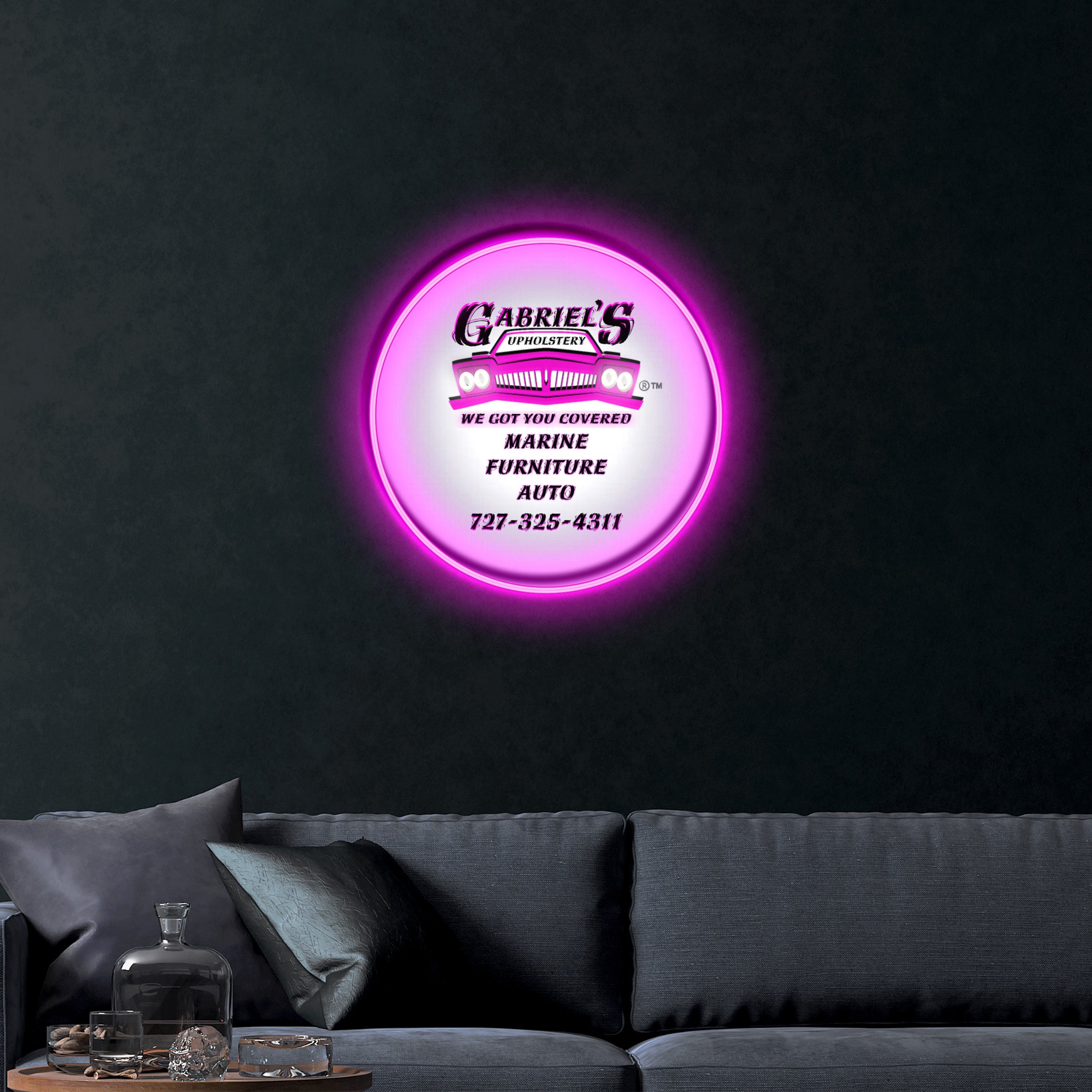 Gabriel's Upholstery – Premium Neon Artwork