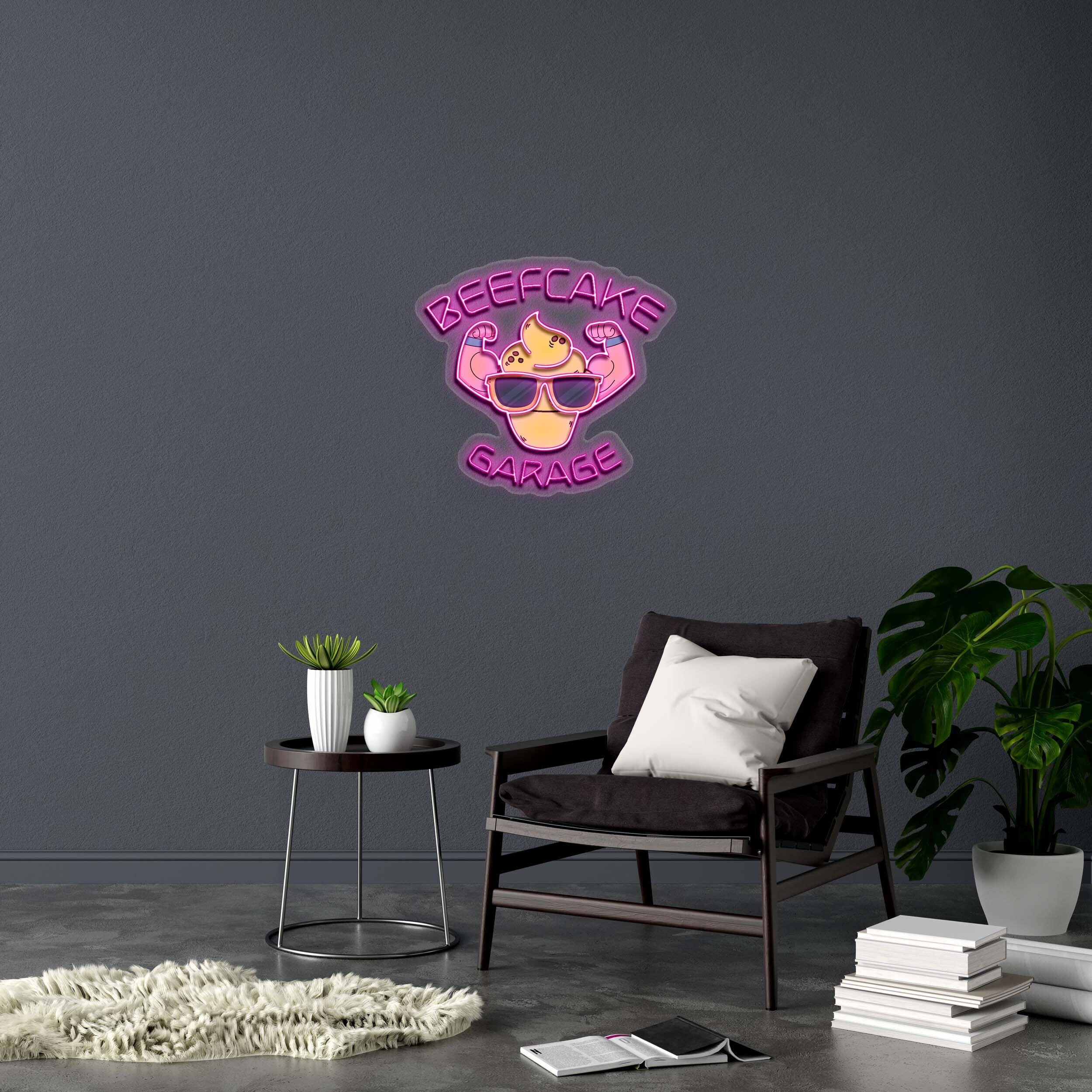 BEEFCAKE GARAGE - Premium Neon Artwork