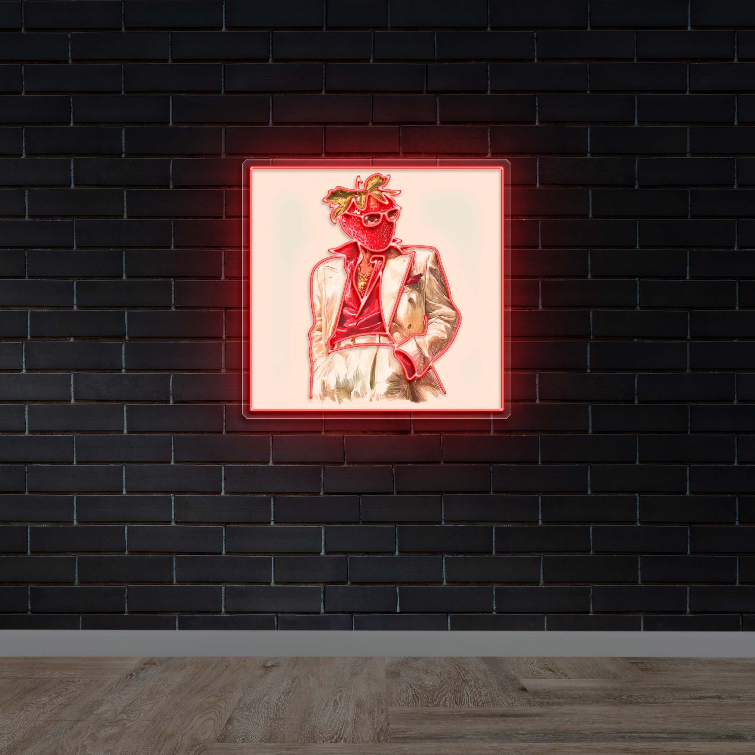 Strawberry Gentleman - Premium Neon Artwork